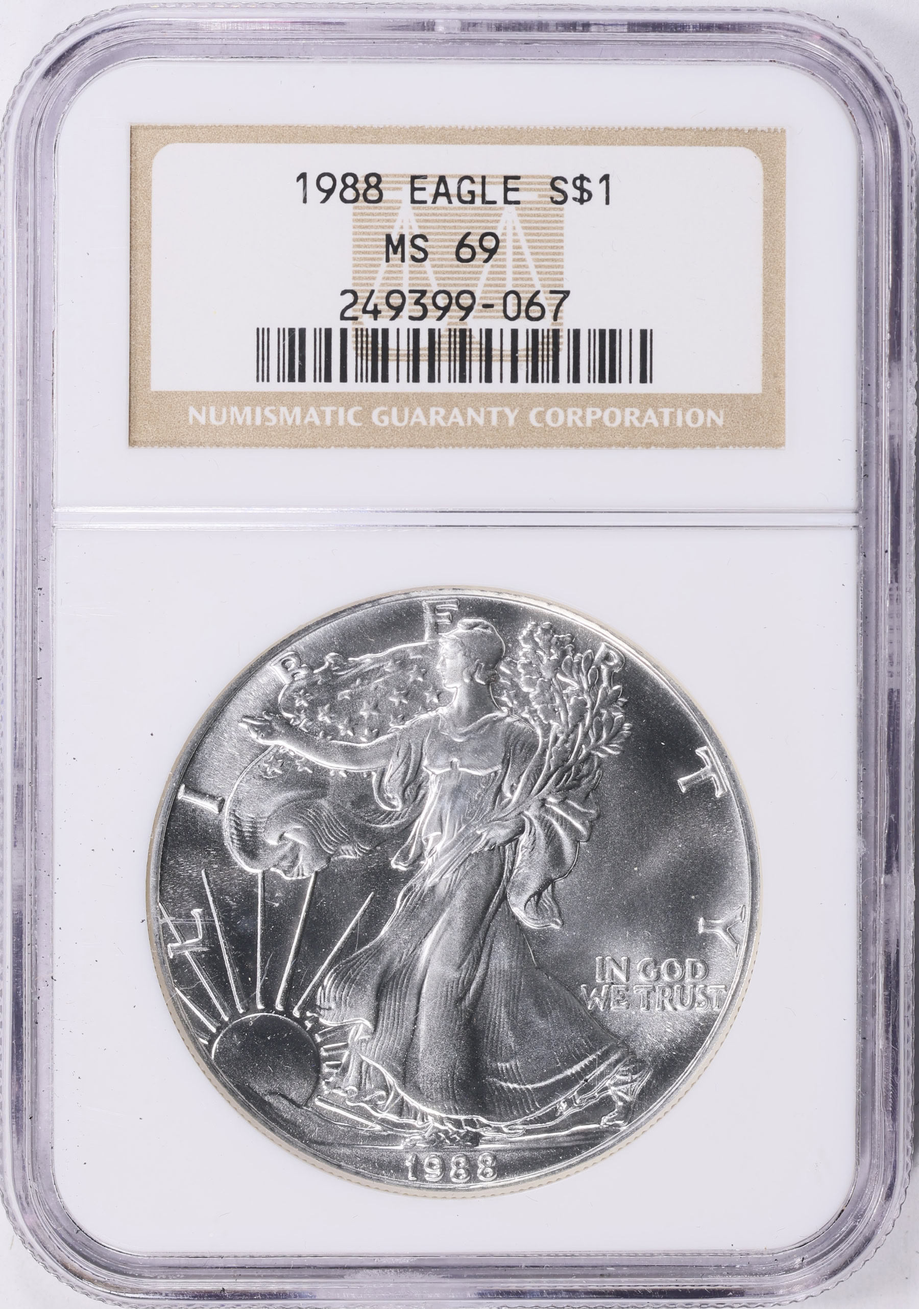 1988 $1 Silver Eagle NGC MS-69 (Item 2068489) | GreatCollections Coin ...