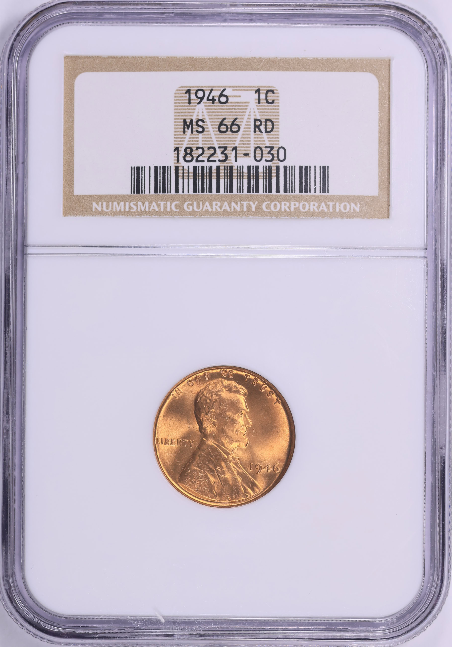1946 Lincoln Cent NGC MS-66 RD (Item 2068788) | GreatCollections