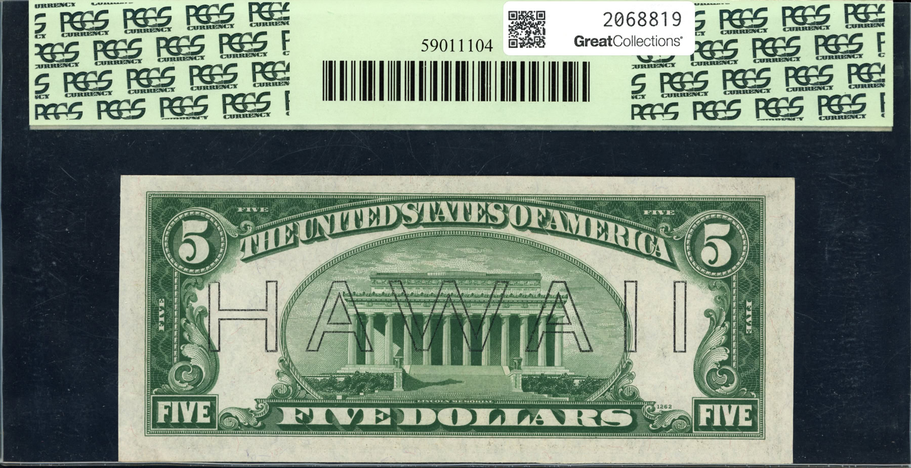 Fr. 2301 (LA Block) 1934 $5 Hawaii WWII Emergency Issue Note Julian ...