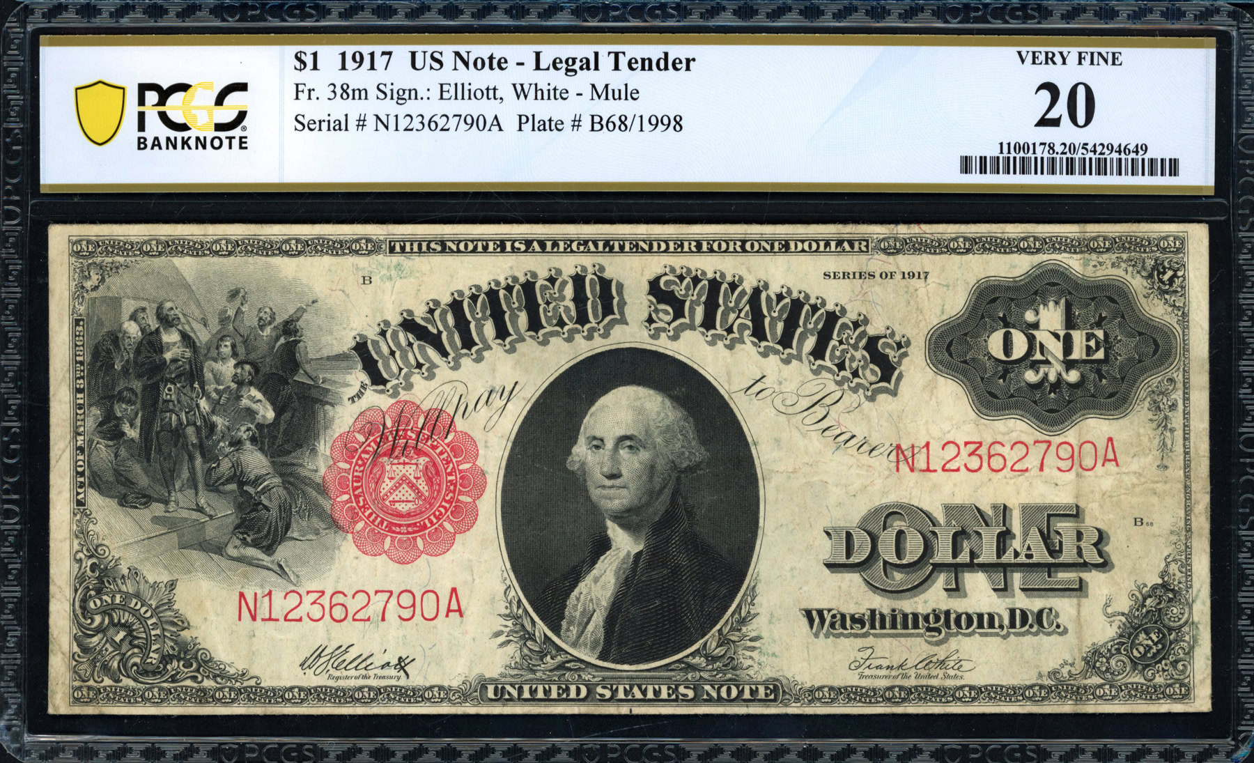 Mule Note Example Fr. 38m 1917 $1 Legal Tender Mule Note Elliott / White PCGS Banknote ...