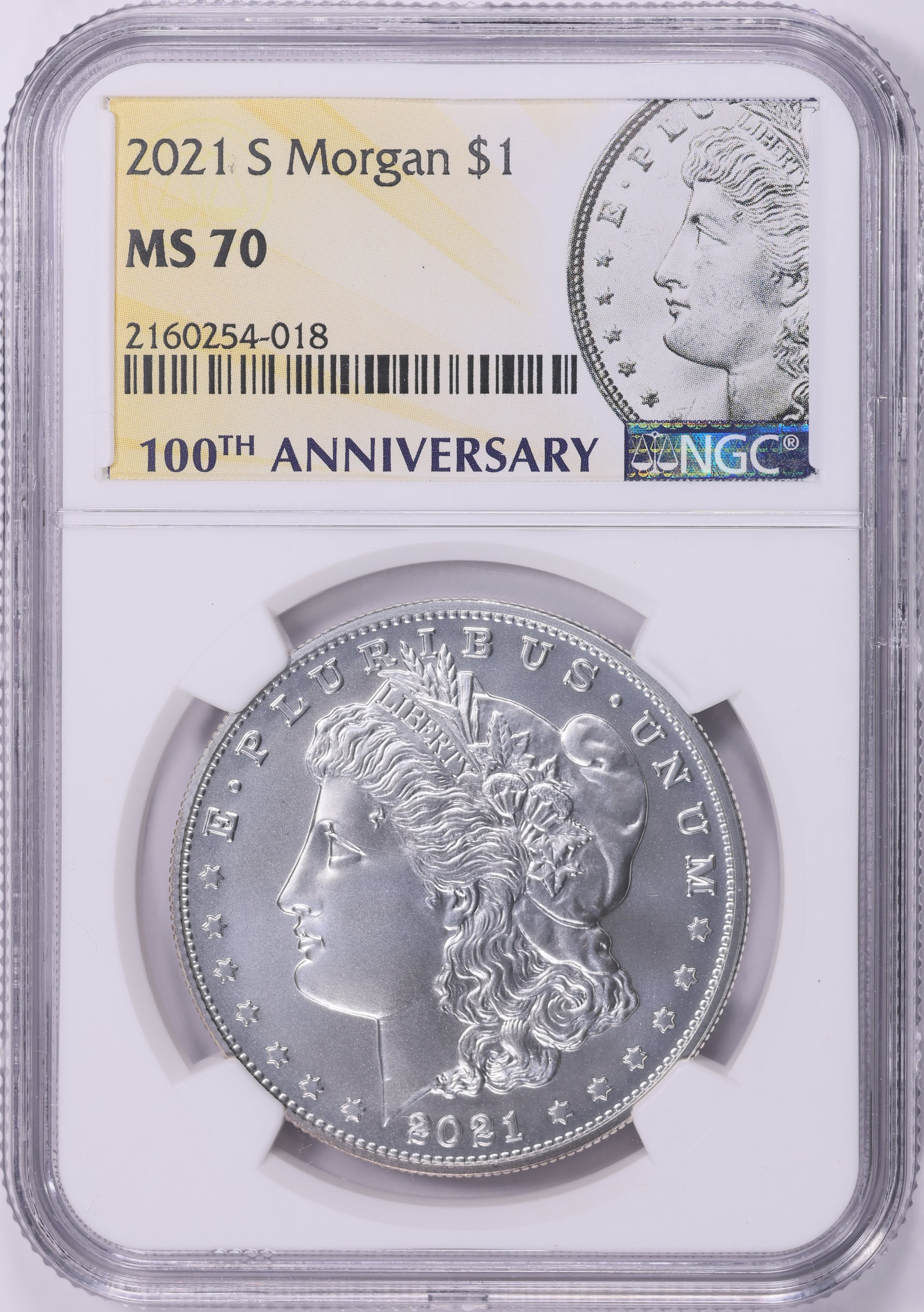 2021-S Morgan Silver Dollar S Privy 100th Anniversary NGC MS-70