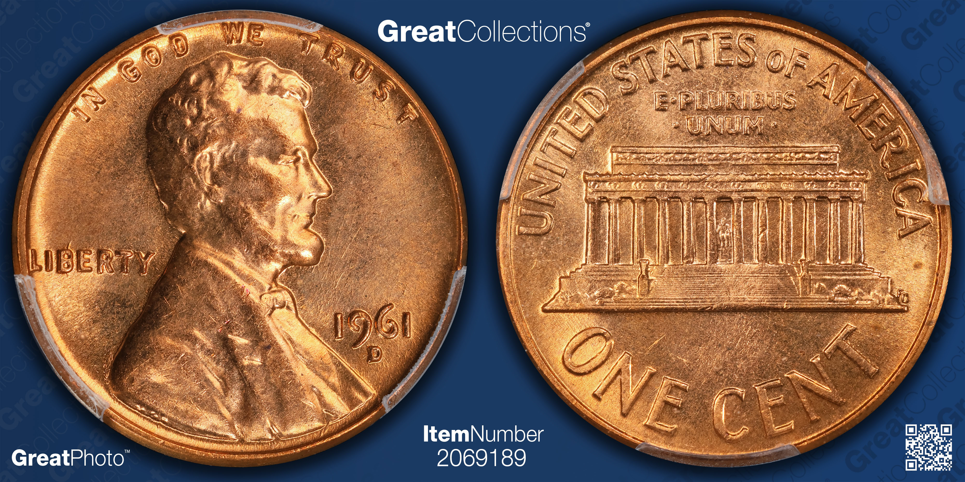 1961-D Lincoln Cent PCGS MS-67 RD (Item 2069189
