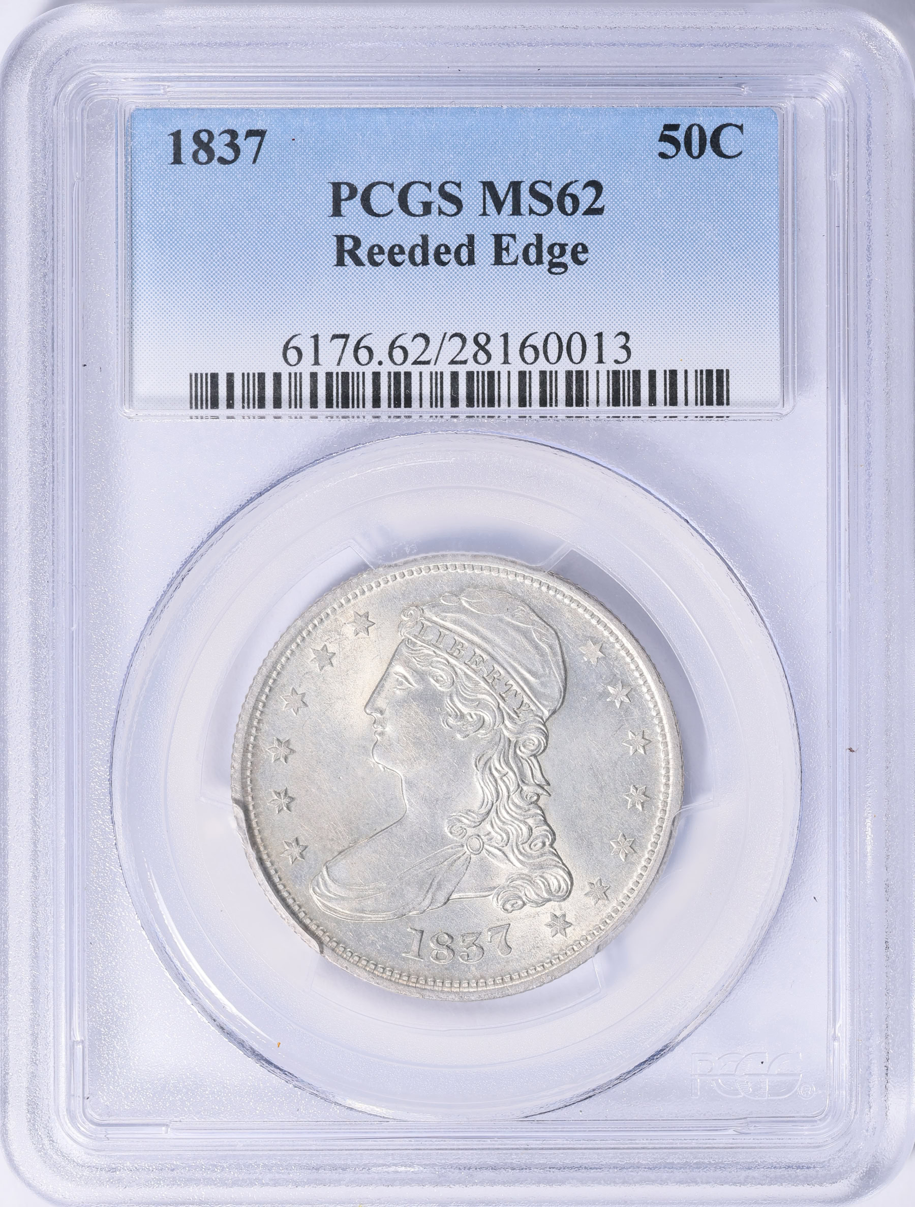 Horizontal Reeded Coin 1837 Capped Bust Half Dollar Reeded Edge PCGS MS-62 (Item 2069238 ...