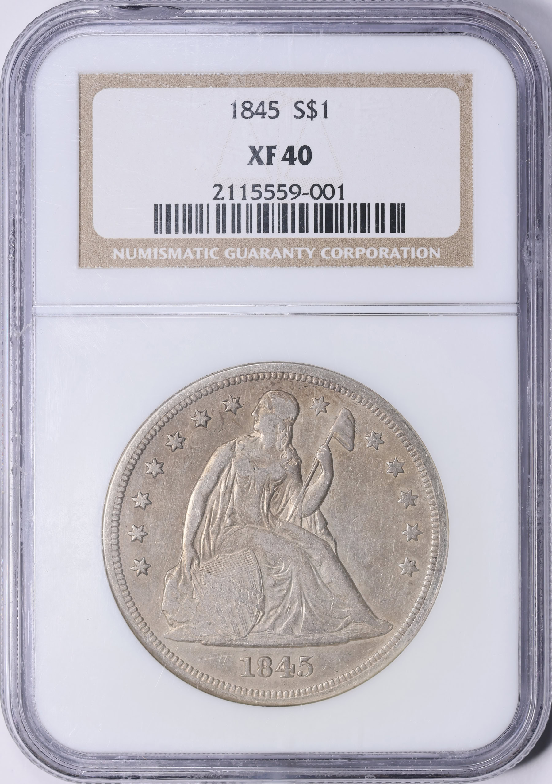 1845 Seated Liberty Silver Dollar NGC XF-40 (Item 2069300