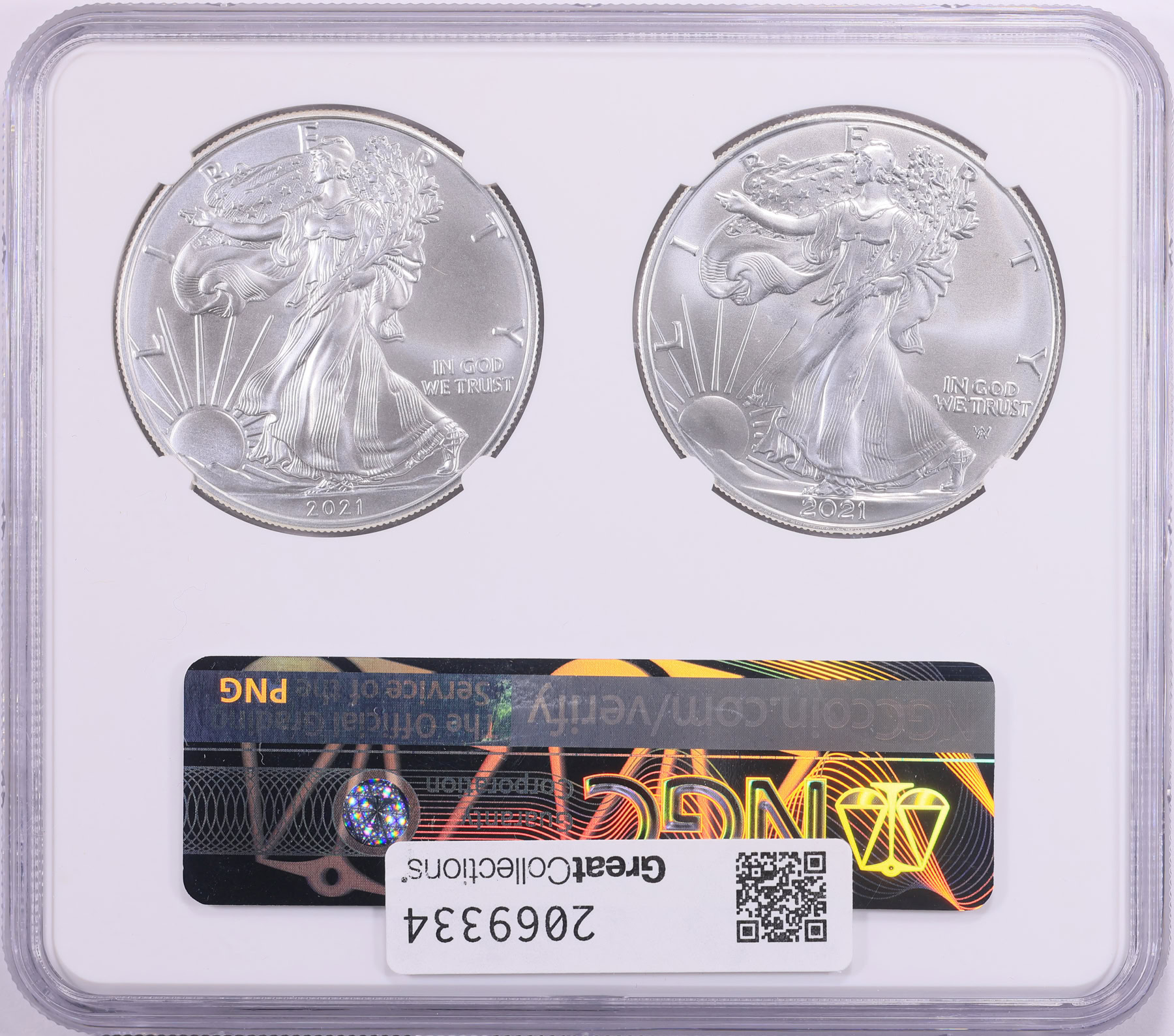 2021 $1 Silver Eagle Type 1 and 2 Early Releases NGC MS-70 (2