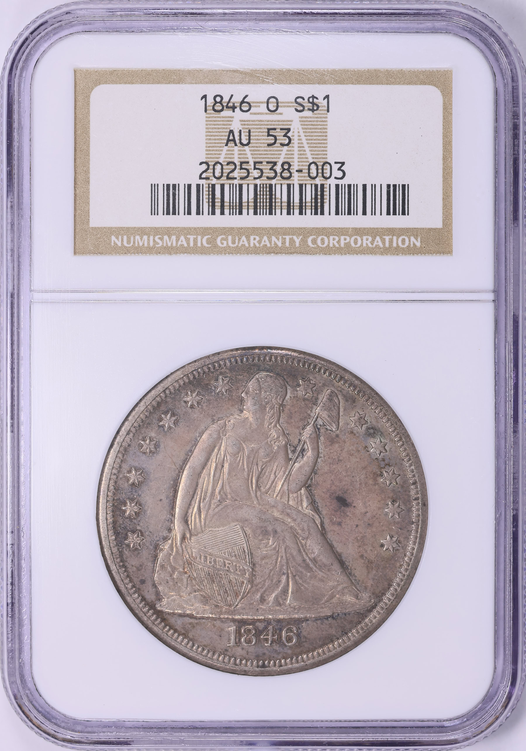 vintage an・an no.25 1846-O Seated Liberty Silver Dollar NGC AU-53 (Toned) (Item