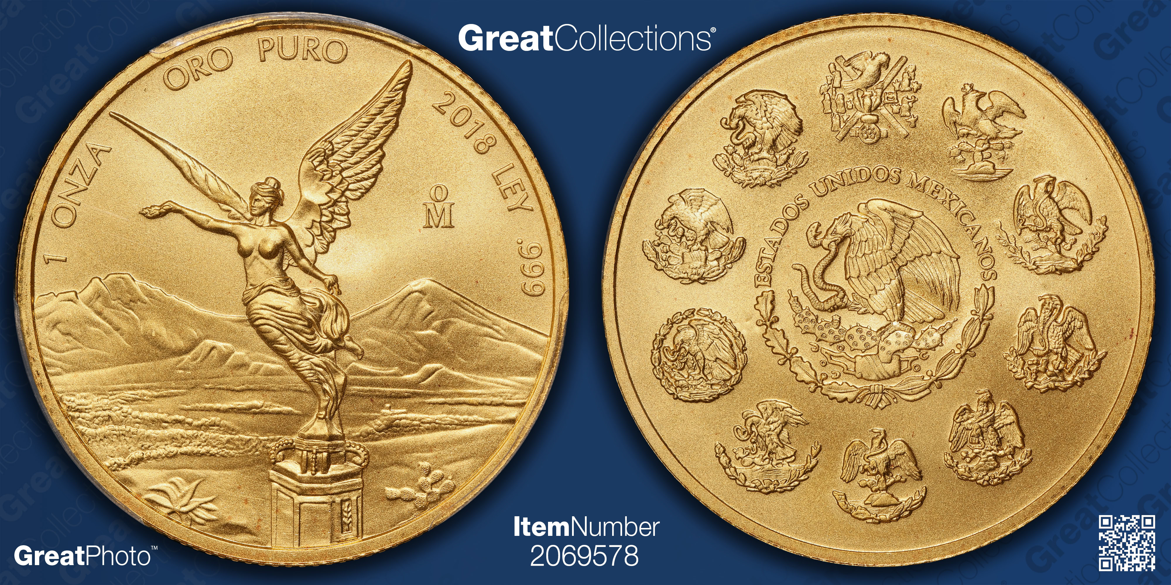 Mexico 2018-Mo Gold Onza Libertad KM-675 PCGS MS-69 (AGW = 0.999
