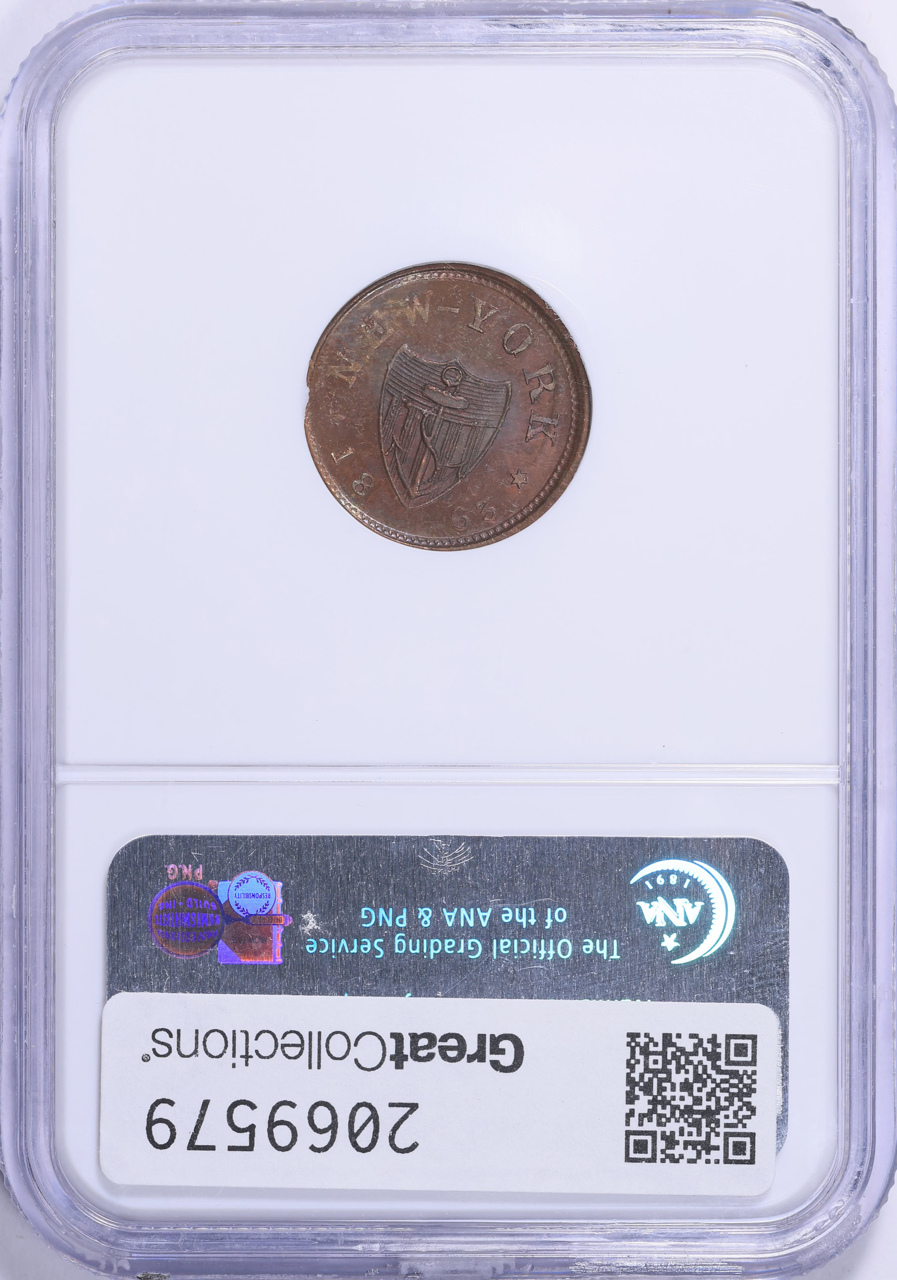 1863 New York City, New York John P. Gruber Civil War Token F