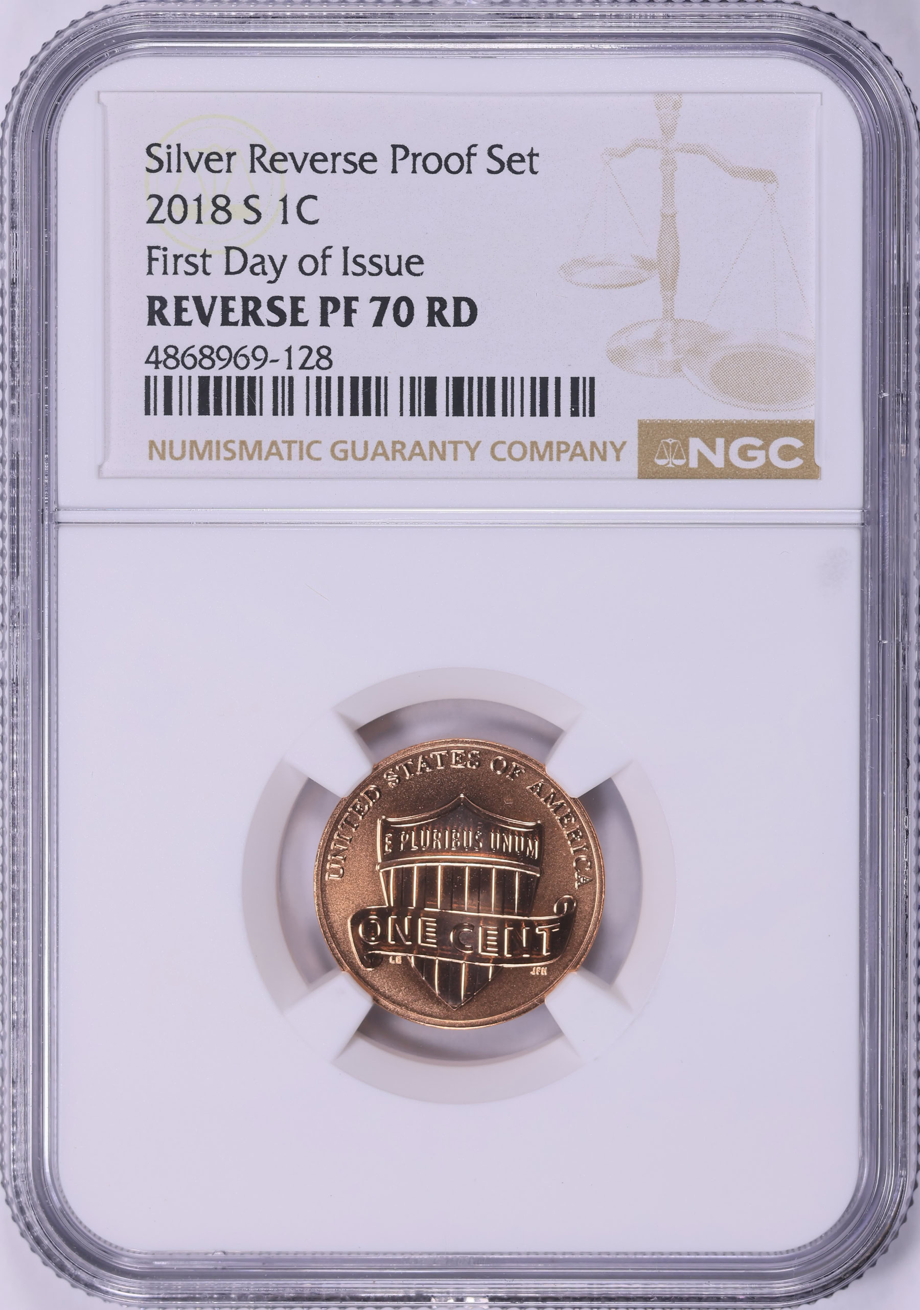 2018-S Lincoln Cent Reverse Proof First Day of Issue NGC Proof-70 RD ...