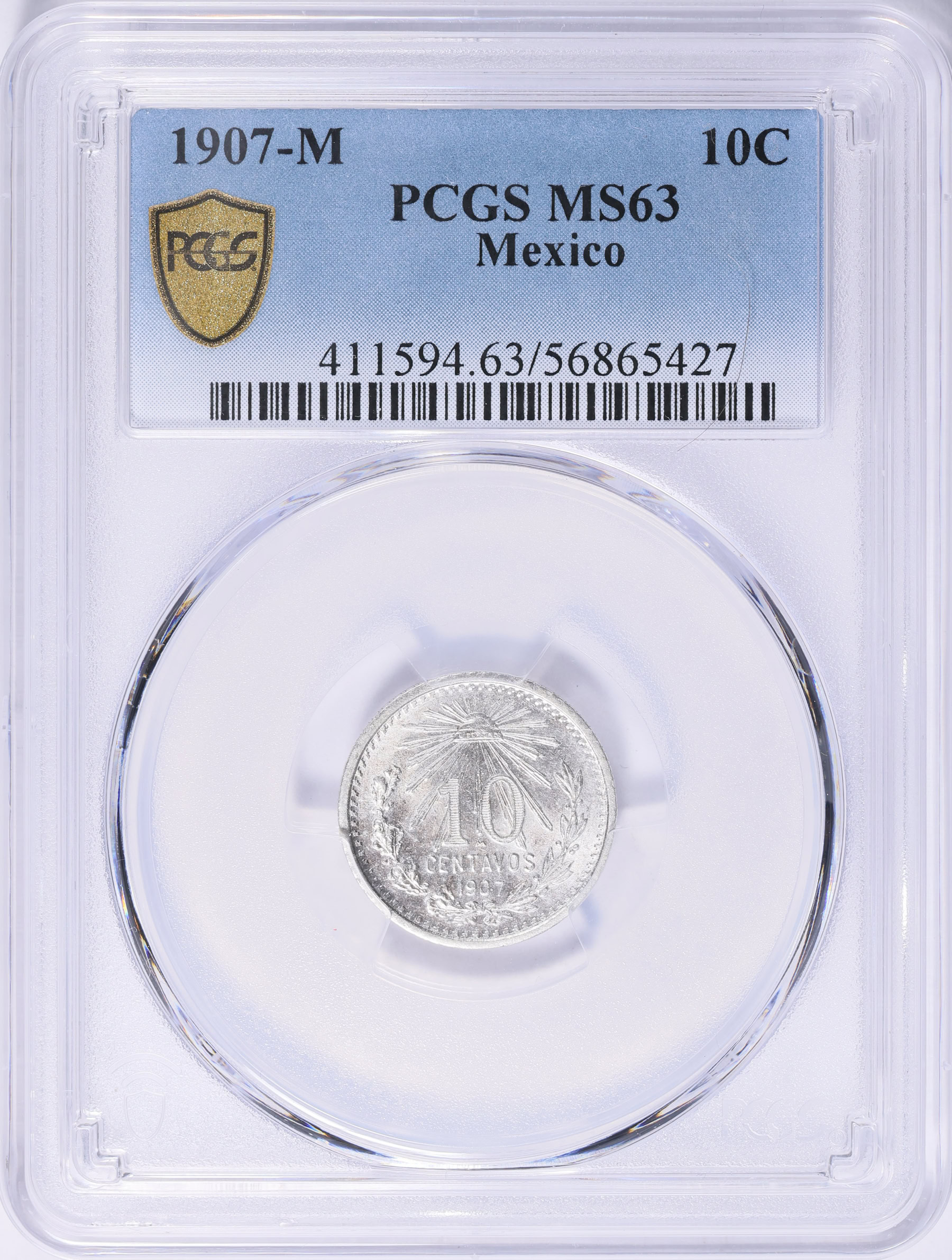 Mexico 1907-M Silver 10 Centavos KM-428 PCGS MS-63 (Item 2070892