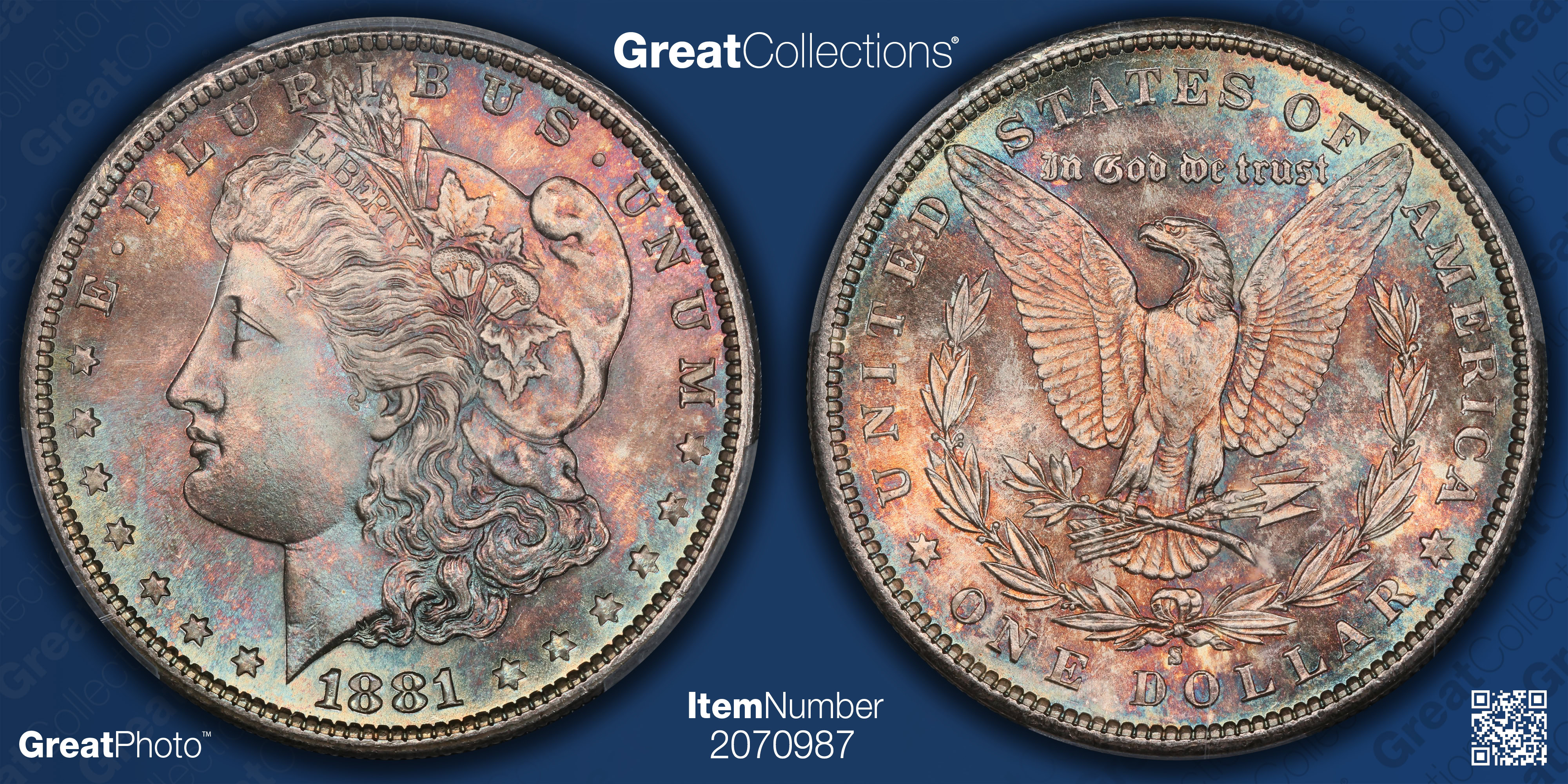 1881-S Morgan Silver Dollar PCGS MS-67 (Toned) (Item 2070987