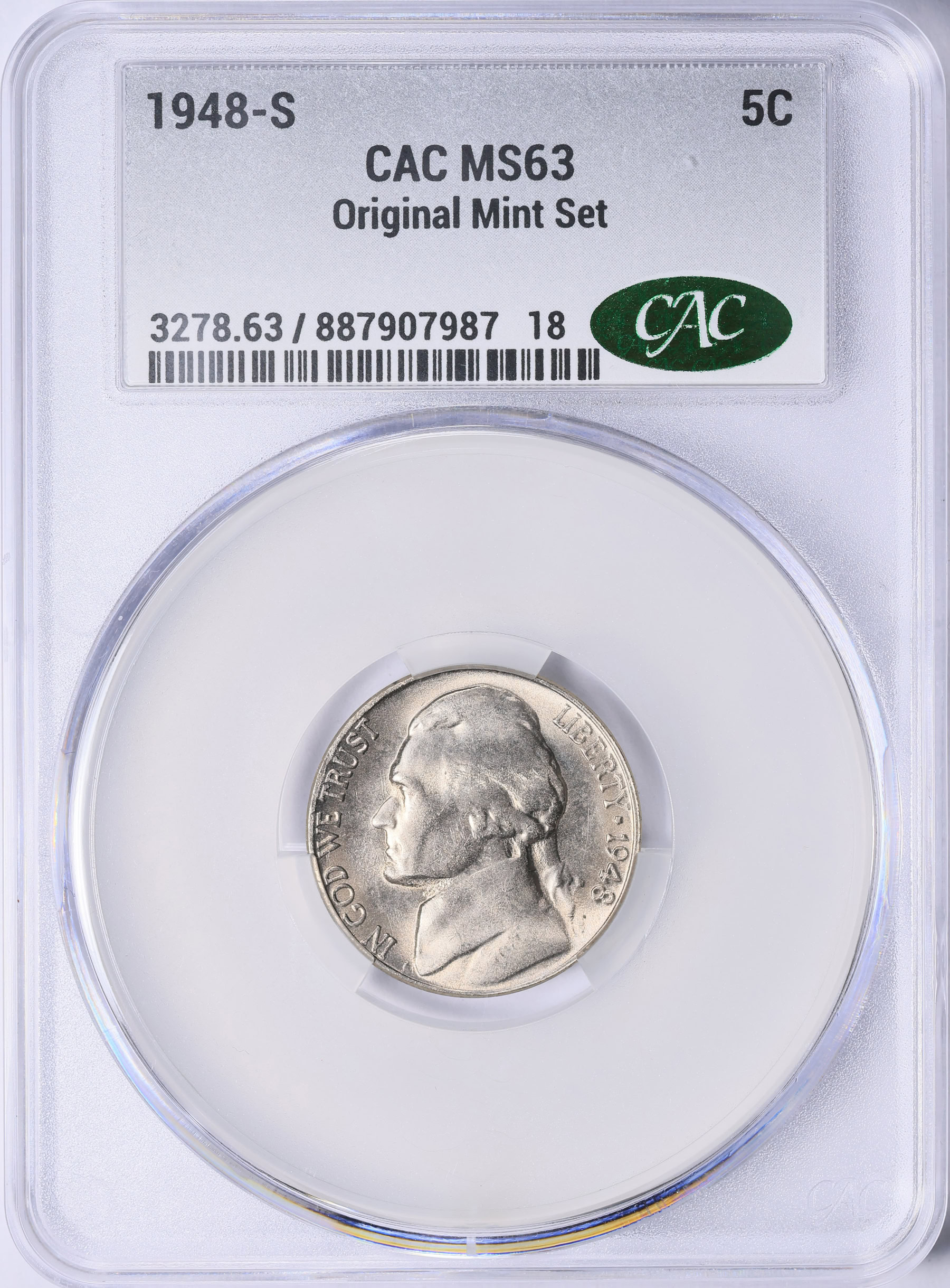 1948-S Jefferson Nickel CACG MS-63 (Item 2071069