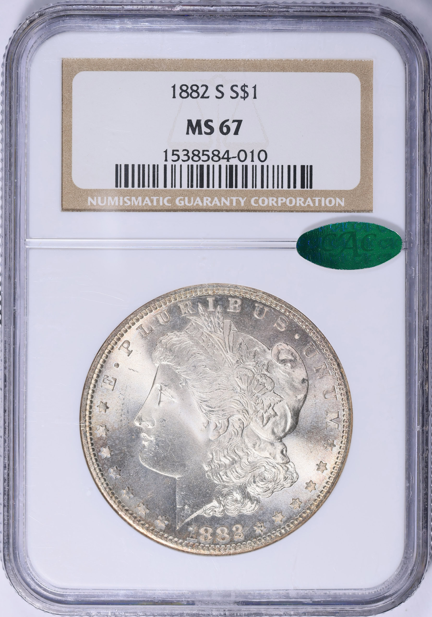 1882-S Morgan Silver Dollar NGC MS-67 (CAC Green) (Item 2071295