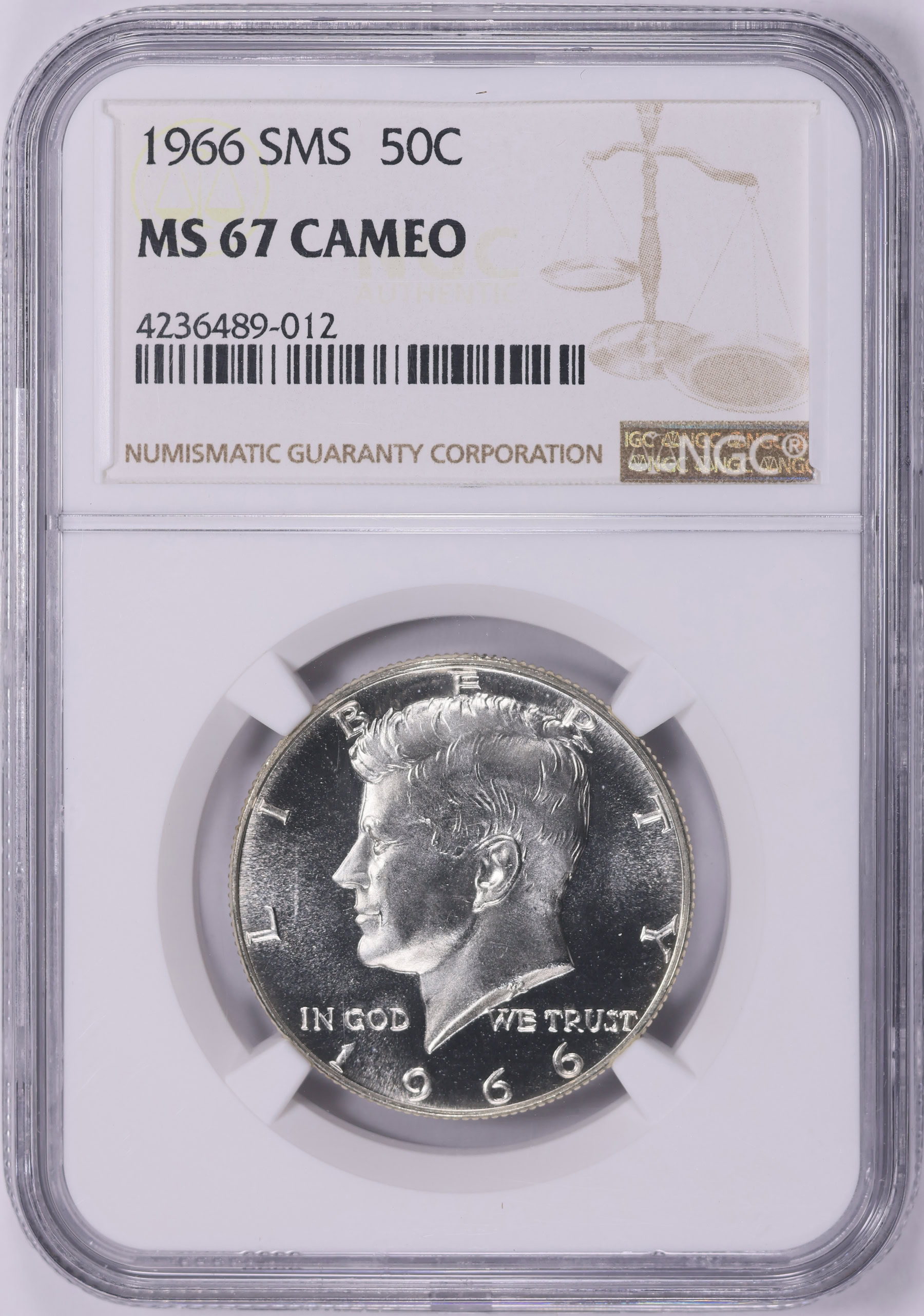 1966 Kennedy Half Dollar SMS NGC MS-67 CAMEO (Item 2072345