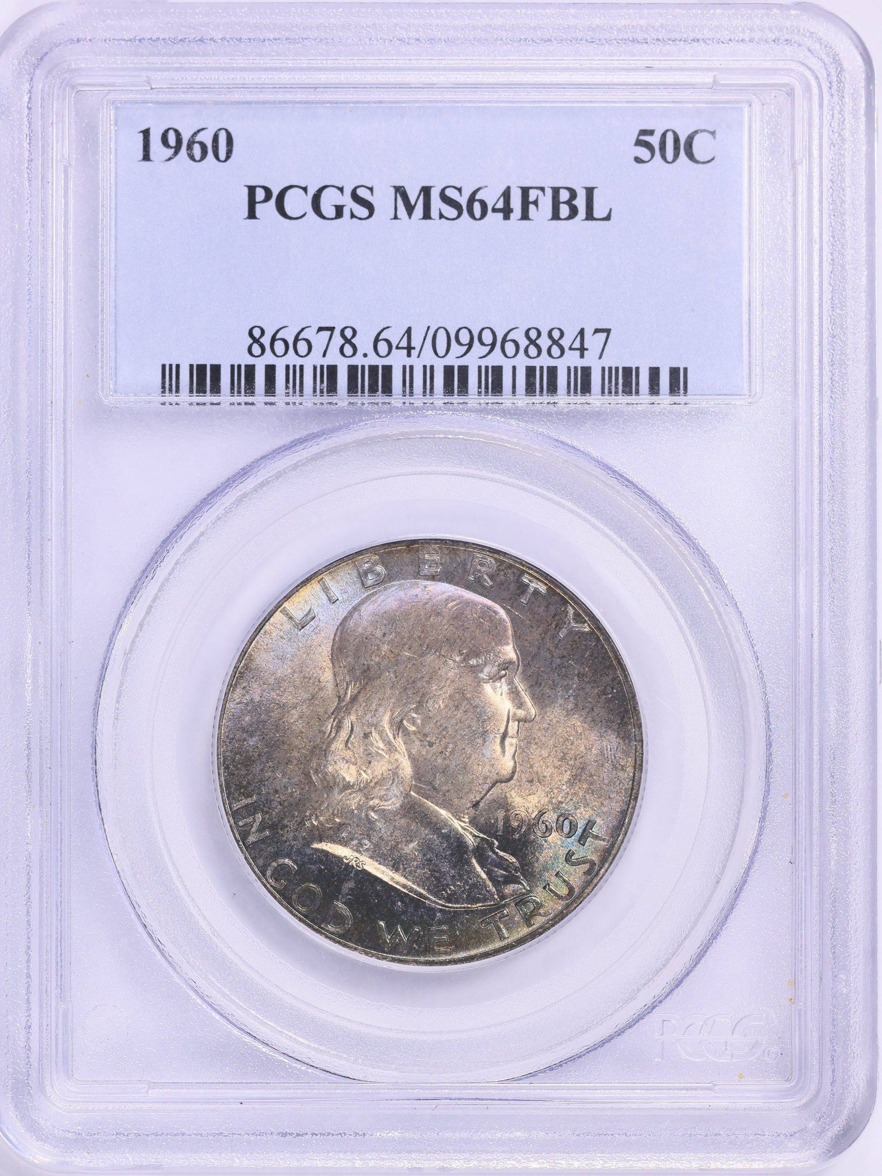 1960 Franklin Half Dollar PCGS MS-64 FBL (Toned) (Item 2072492