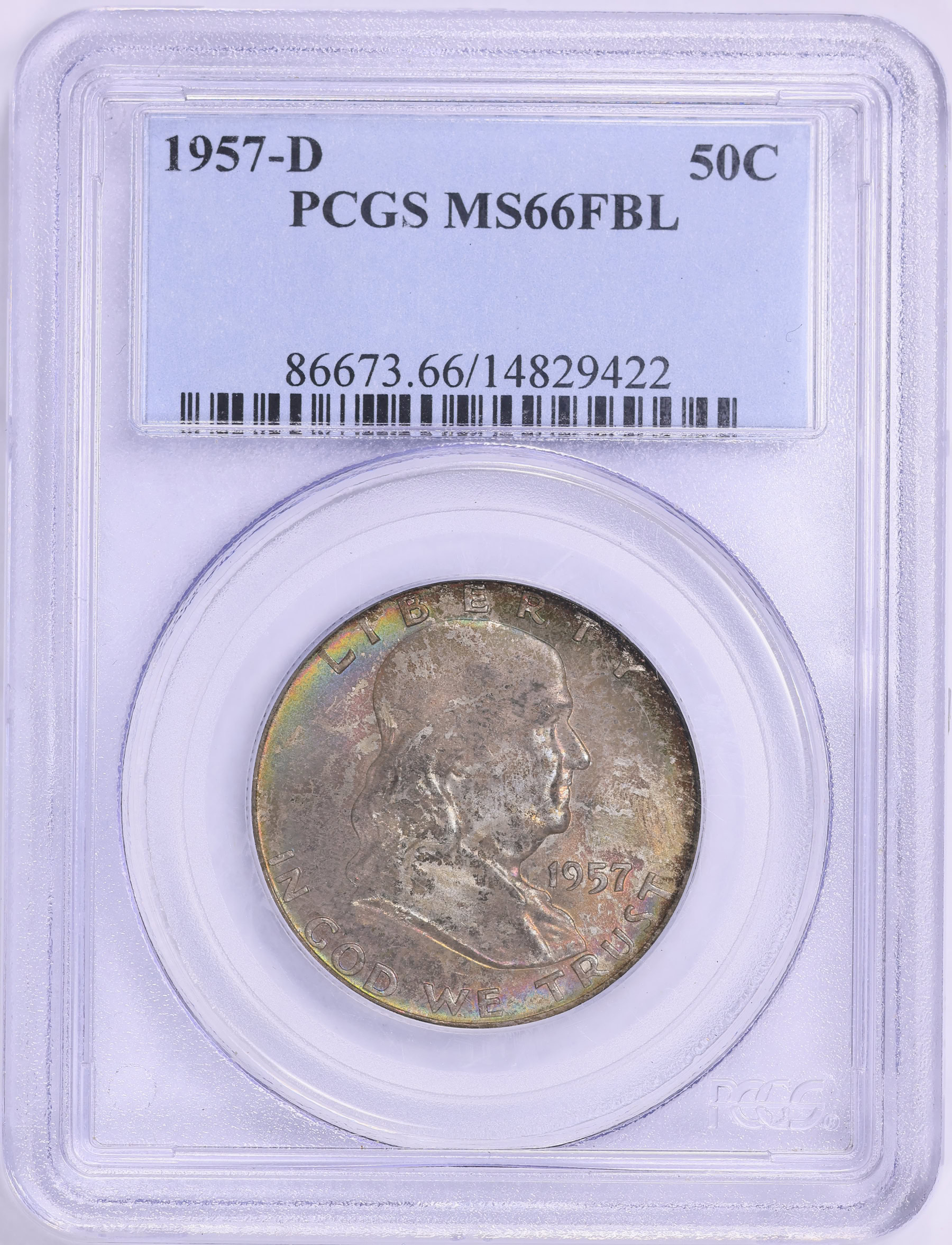 1957-D Franklin Half Dollar PCGS MS-66 FBL (Toned) (Item 2072508