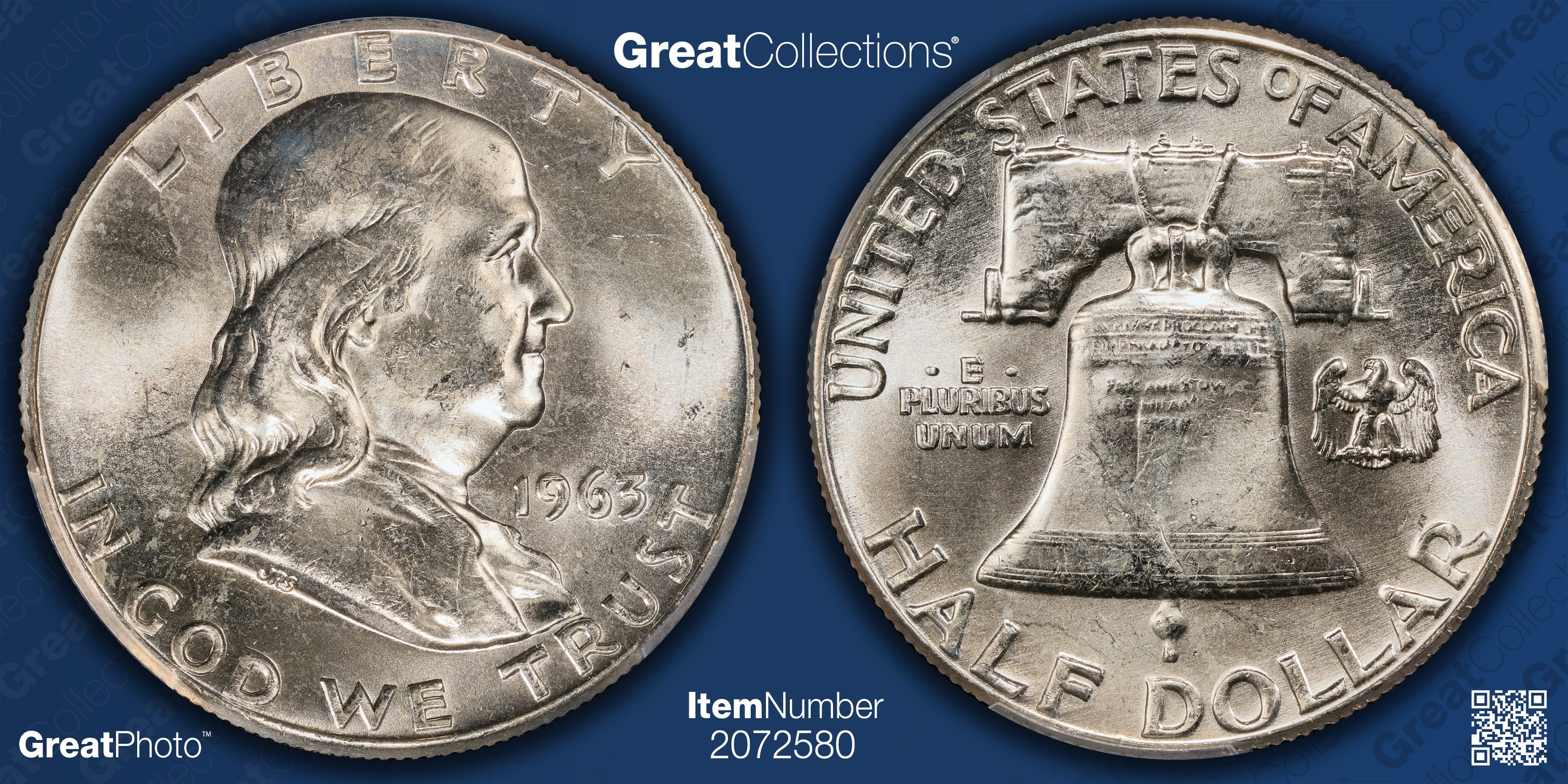 1963 Franklin Half Dollar Doubled Die Reverse FS-801 PCGS MS-64