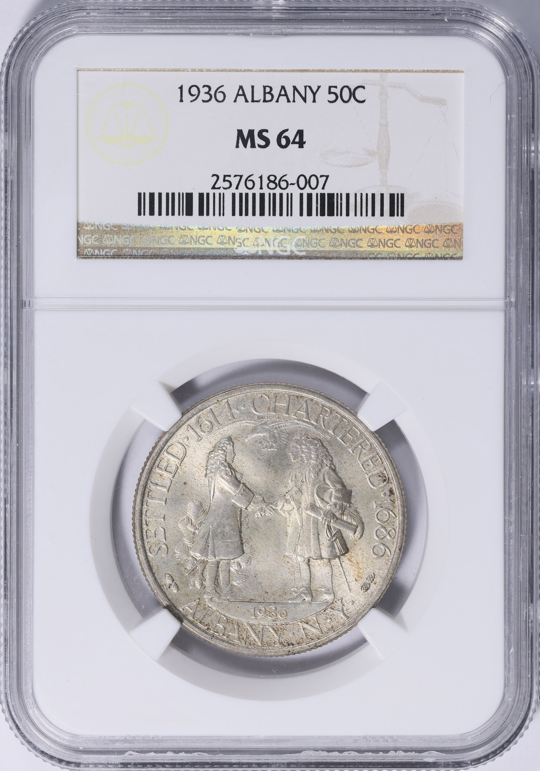 1936 Albany, New York, Charter Anniversary Half Dollar NGC MS-64