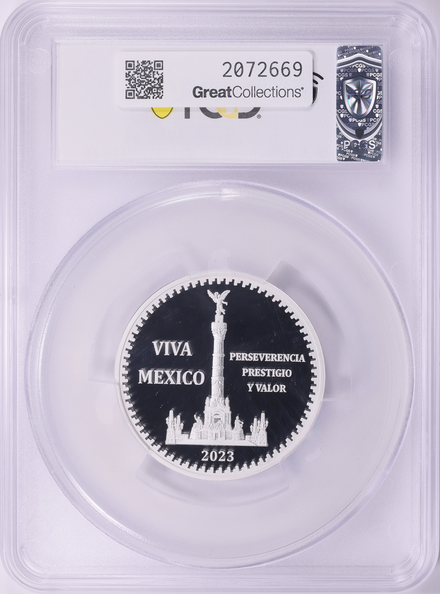【MS66 高鑑定】メキシコ五輪記念 大型重銀貨　美麗個体 PCGS Mexico 2023-Mo Silver 2oz Viva Mexico Medal With Case of Issue