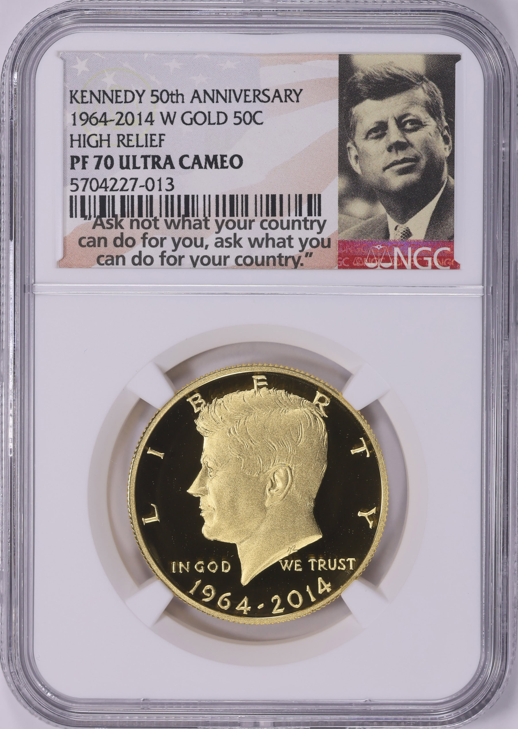 2014-W John F. Kennedy Gold Half Dollar 50th Anniversary NGC Proof