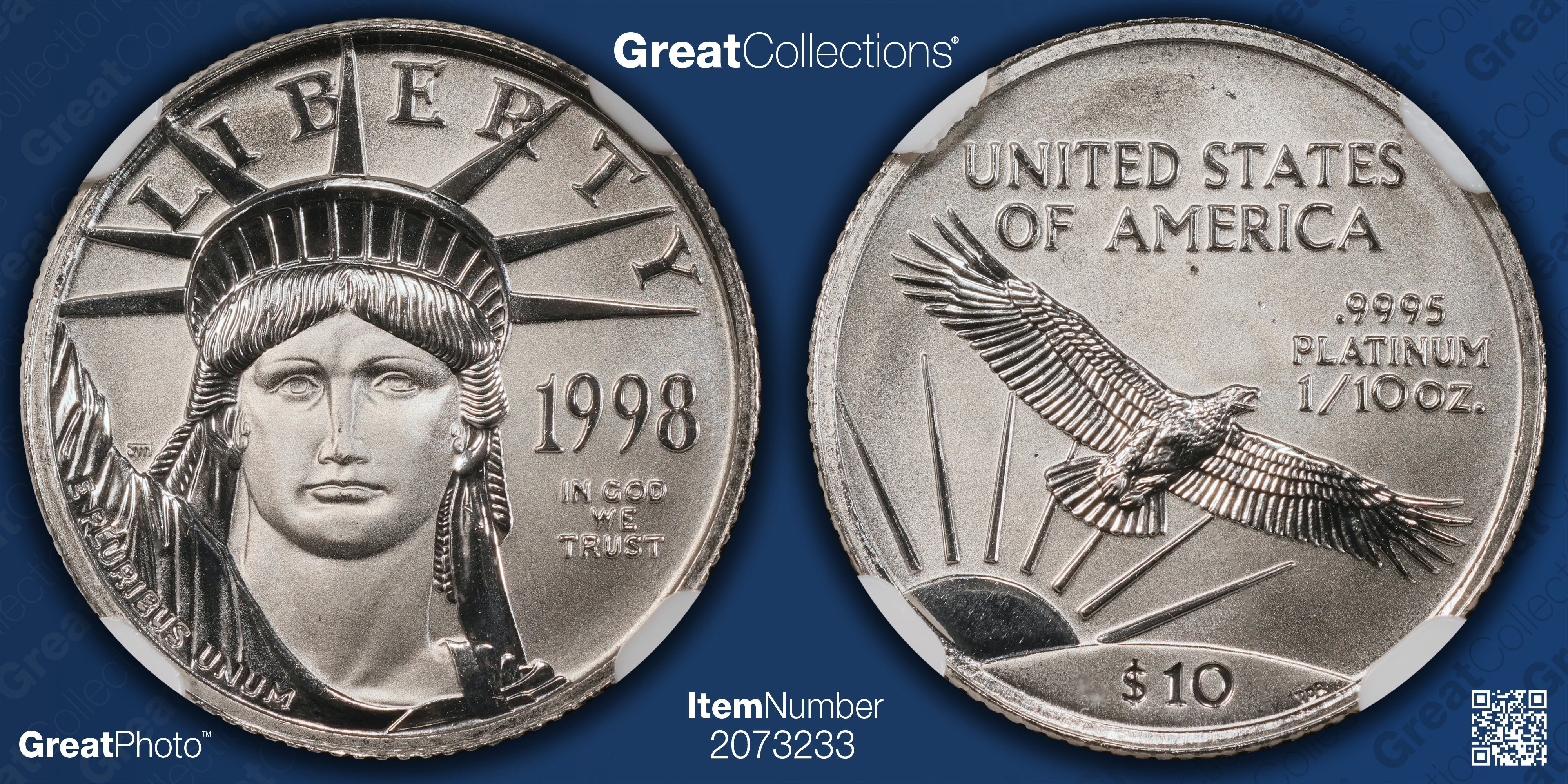 1998 $10 Tenth-Ounce Platinum American Eagle NGC MS-69 (Item