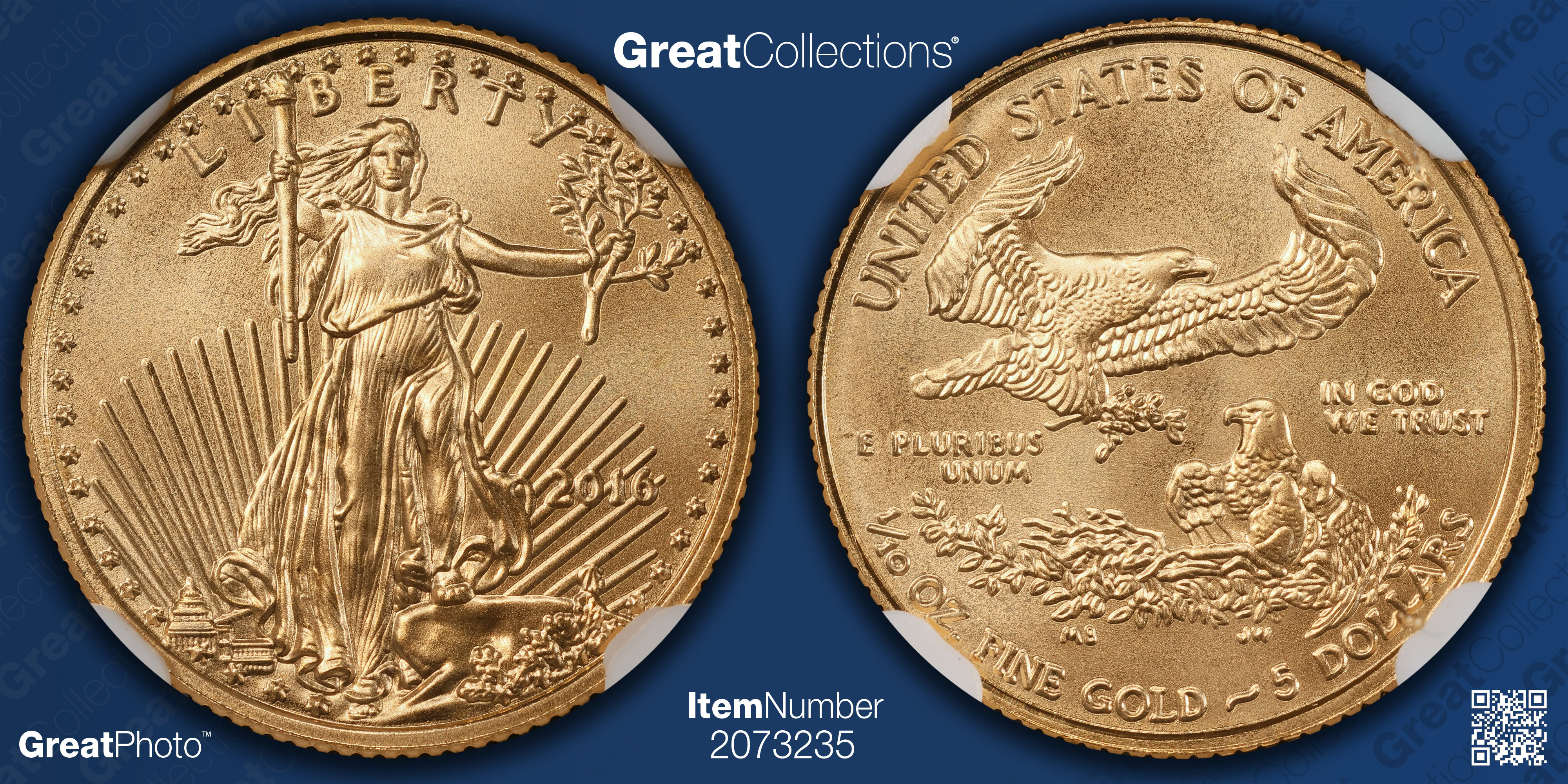 2016 $5 Tenth-Ounce Gold American Eagle 30th Anniversary First Day