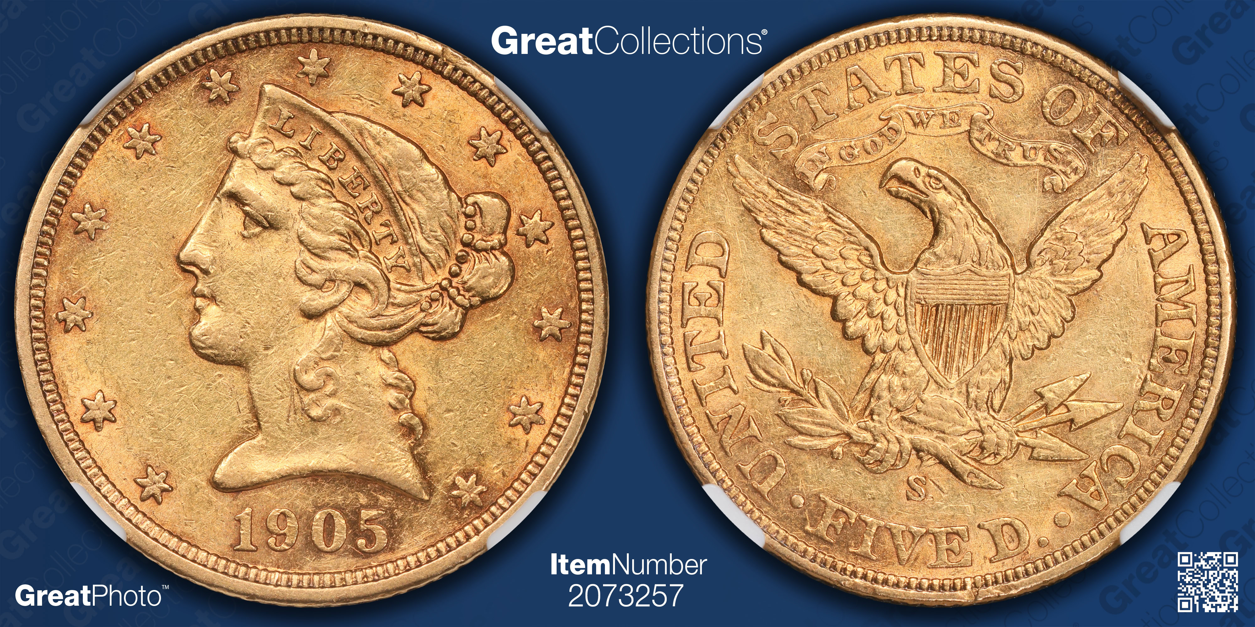 1905-S Liberty Gold Half Eagle NGC AU-58 (Lambert Collection