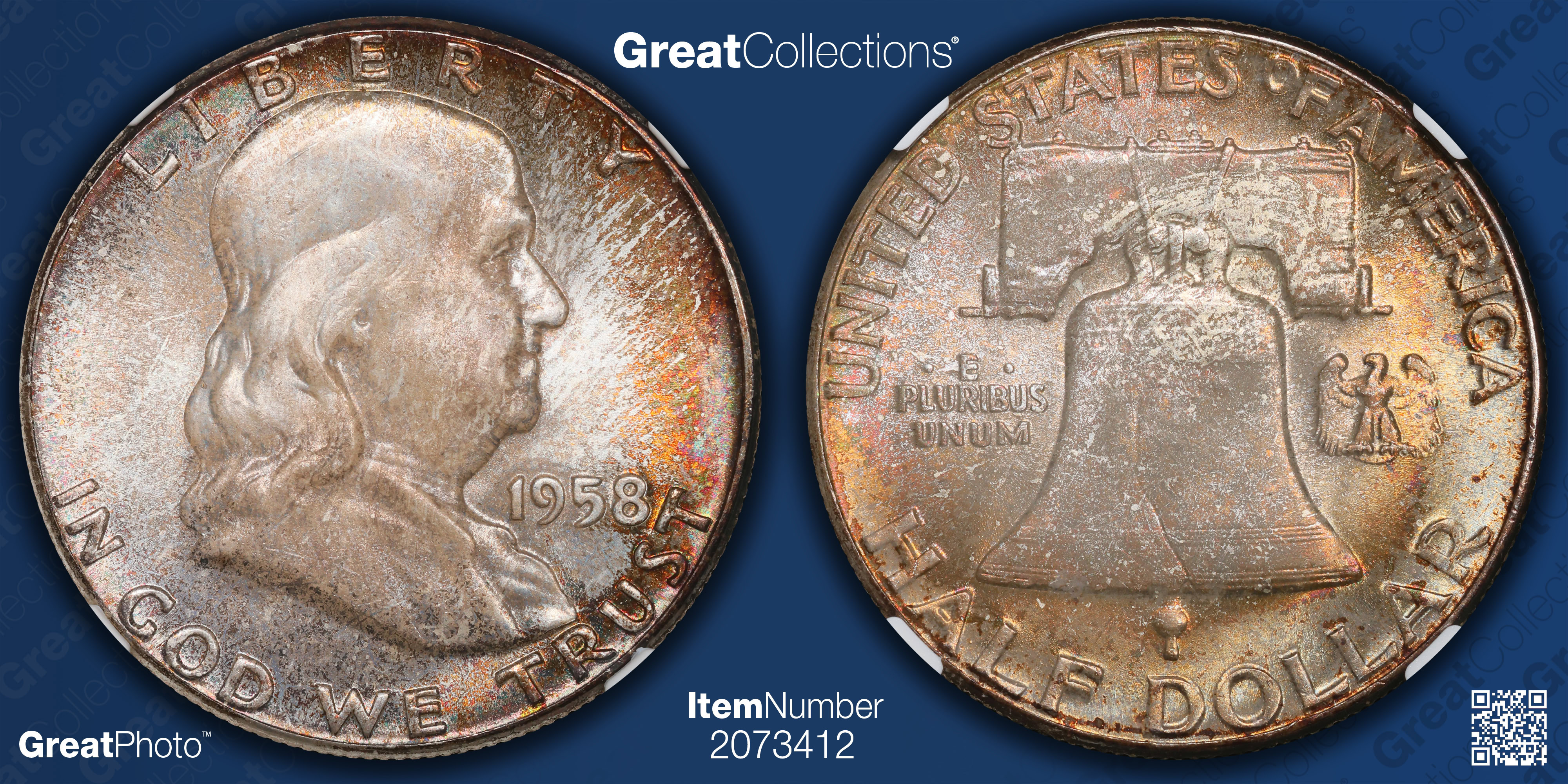 1958 Franklin Half Dollar NGC MS-67+ (Toned) (Item 2073412