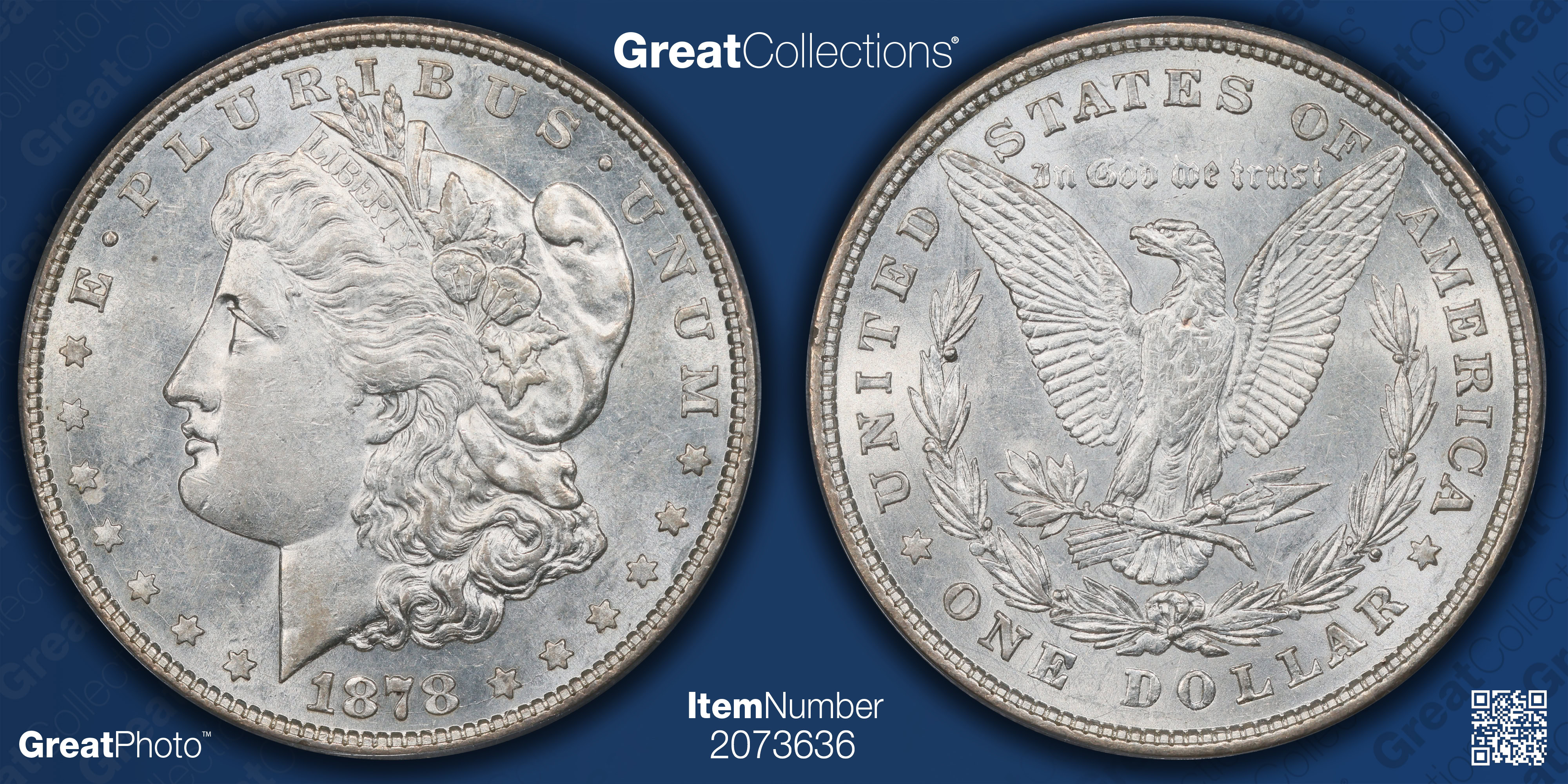 1878 Morgan Silver Dollar 8 Tailfeathers PCGS AU-55 (Item 2073636