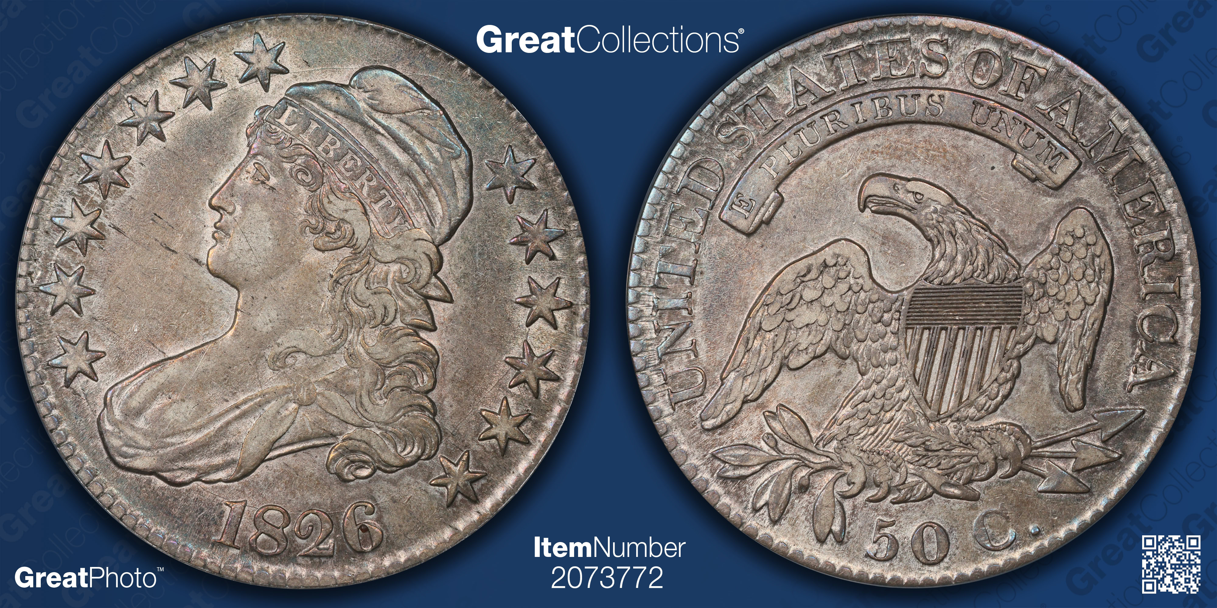 1826 Capped Bust Half Dollar ANACS AU-50 (Toned) (Item 2073772 ...