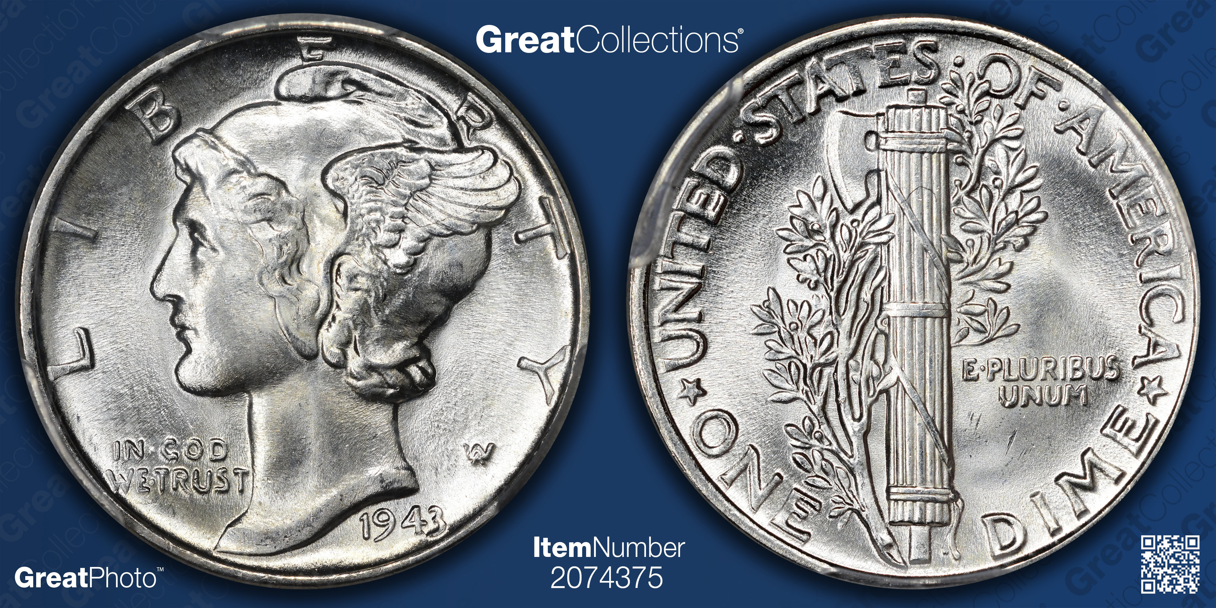 1943 Mercury Dime Pcgs Ms 67 Item 2074375 Greatcollections Coin 