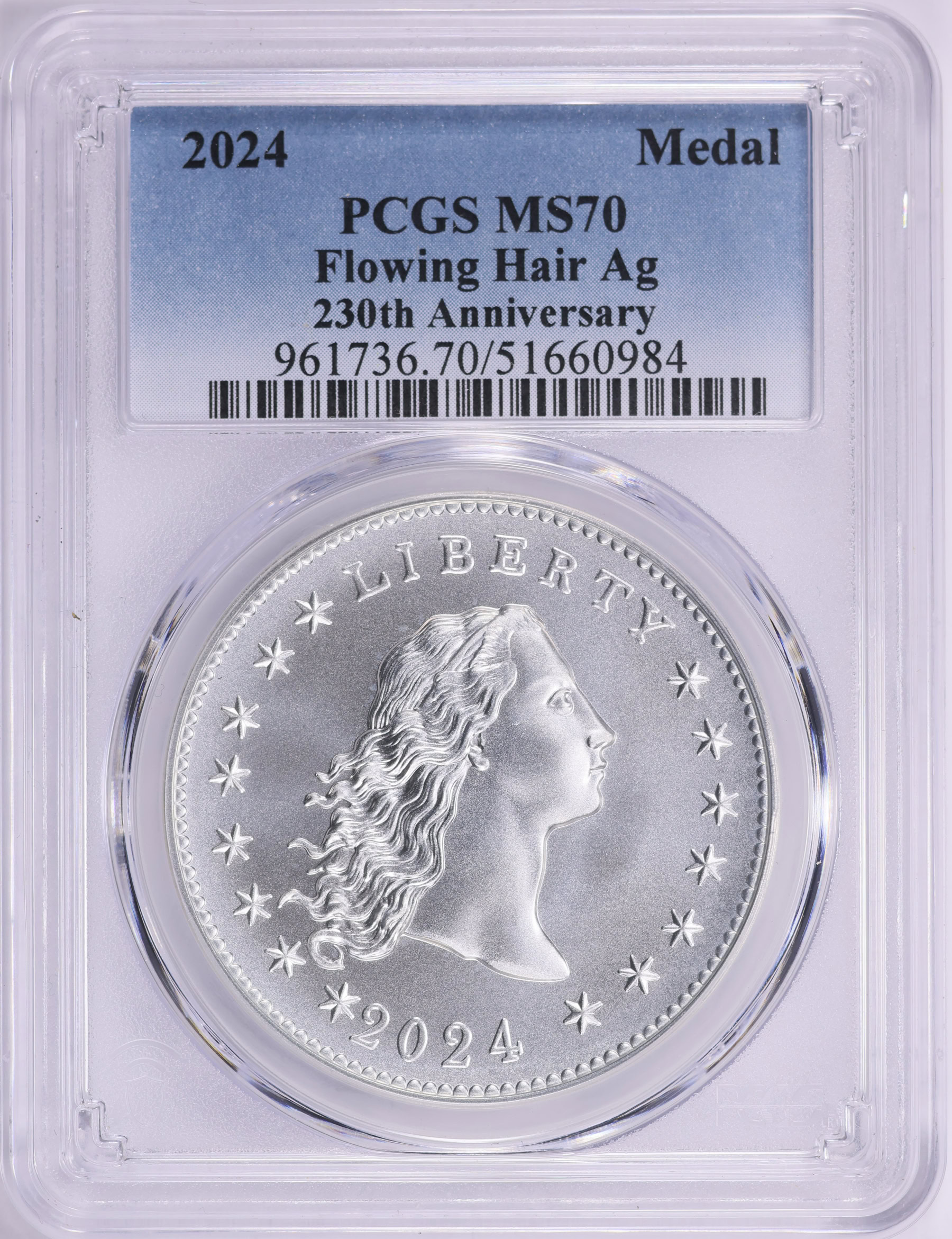 2024 U.S. Mint Medal Flowing Hair Silver 230th Anniversary PCGS MS