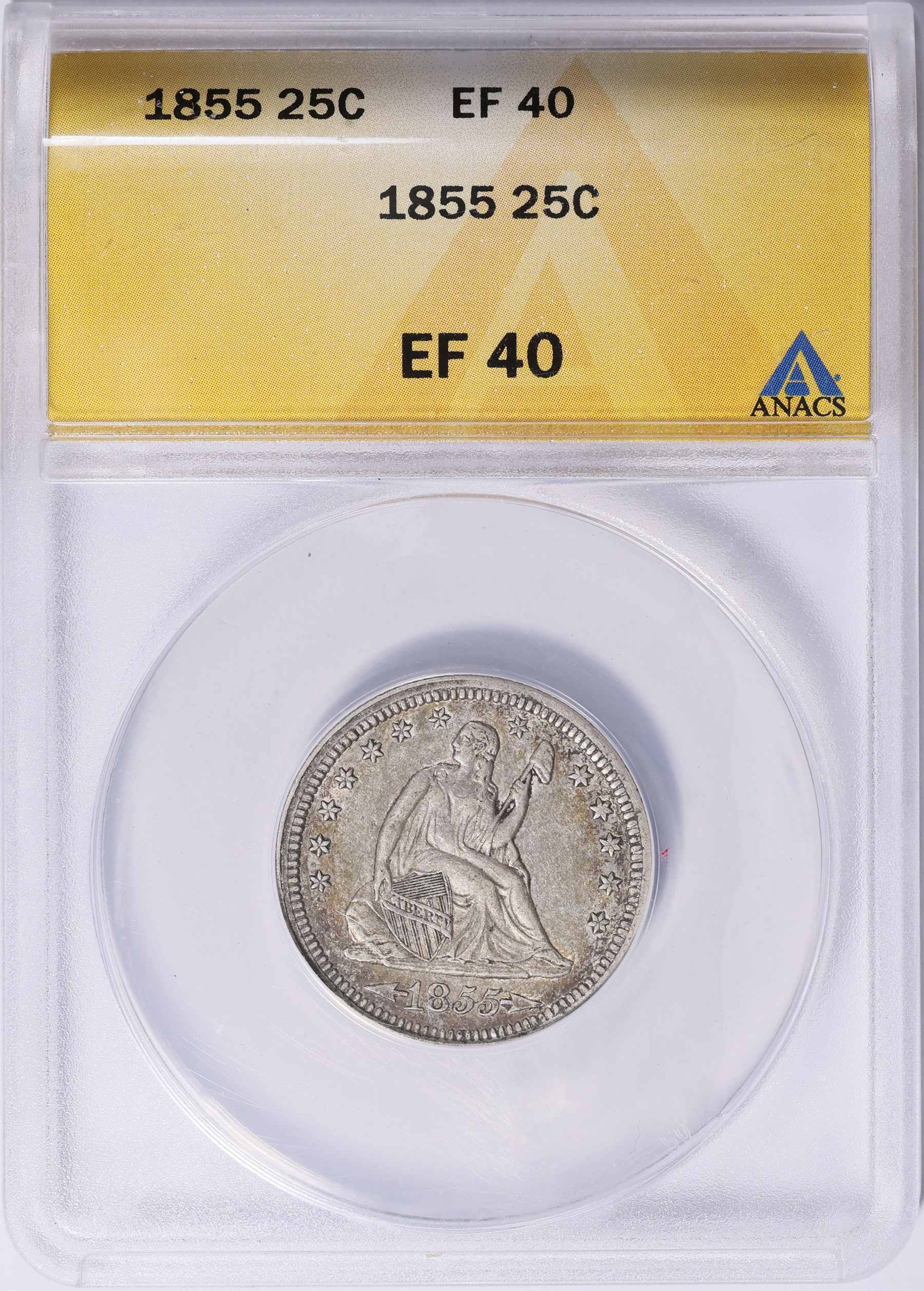 1855 Seated Liberty Quarter ANACS XF-40 (Item 2074576