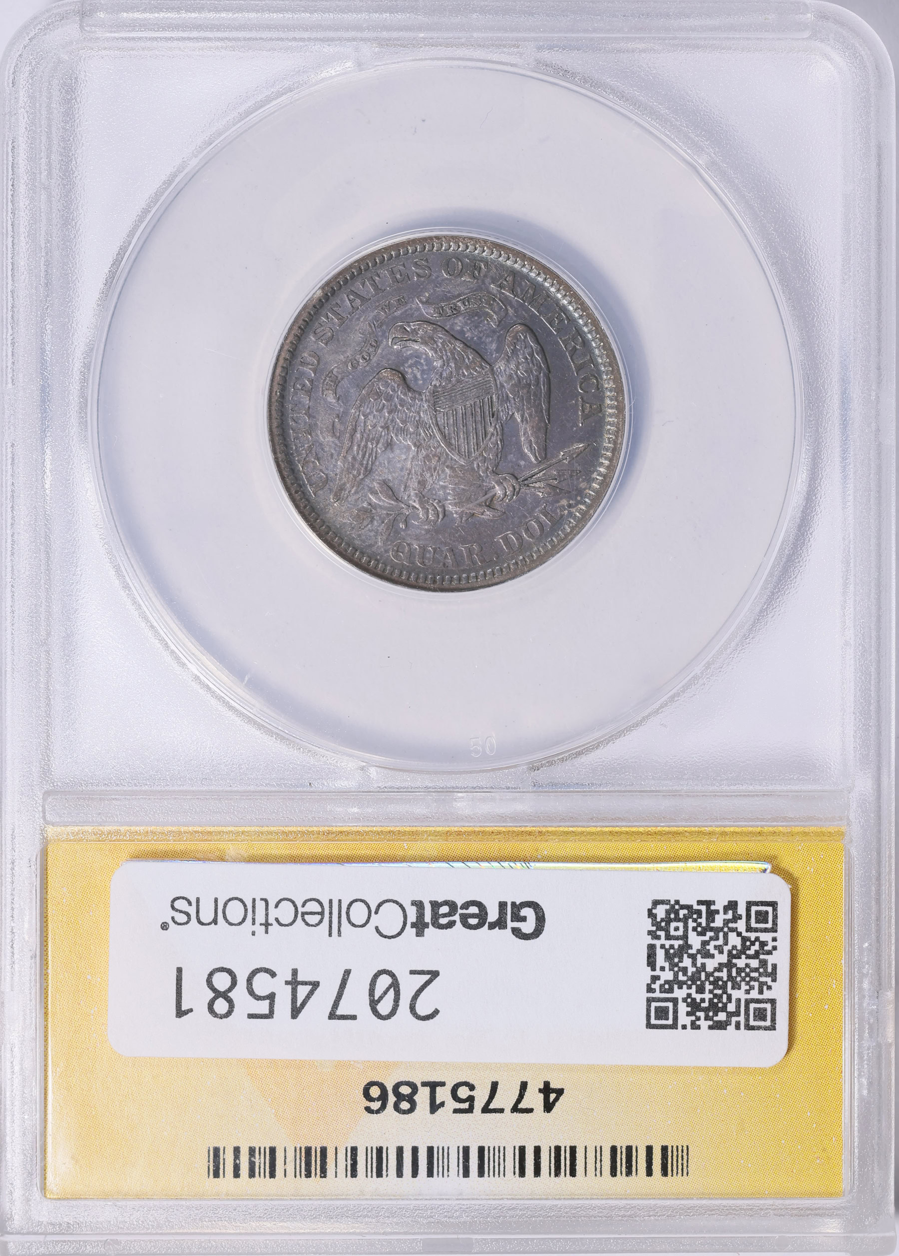 1873 Seated Liberty Quarter Arrows ANACS VF-35 (Toned) (Item
