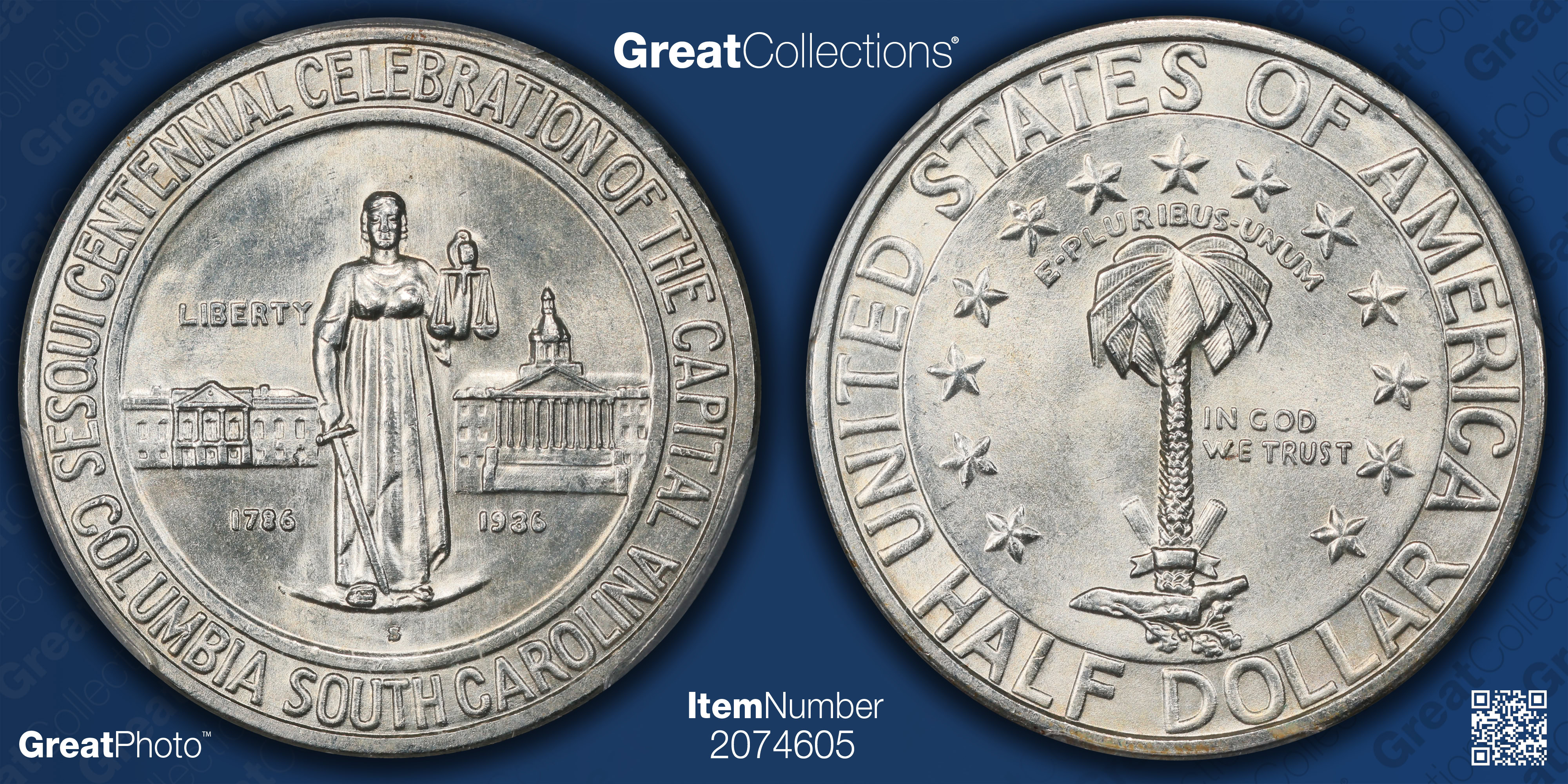 1936-S Columbia, South Carolina, Sesquicentennial Half Dollar PCGS