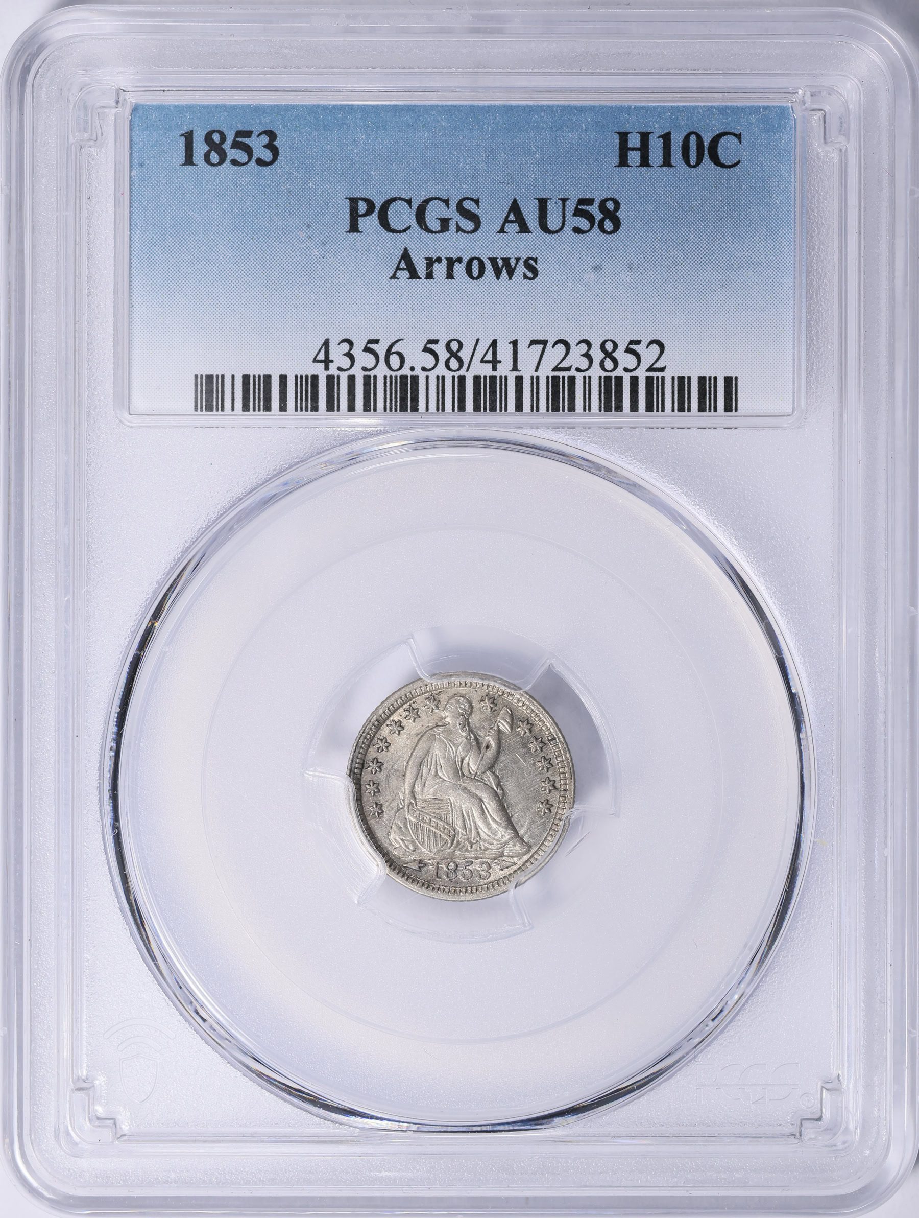 1853 Seated Liberty Half Dime Arrows PCGS AU-58 (Item 2074773