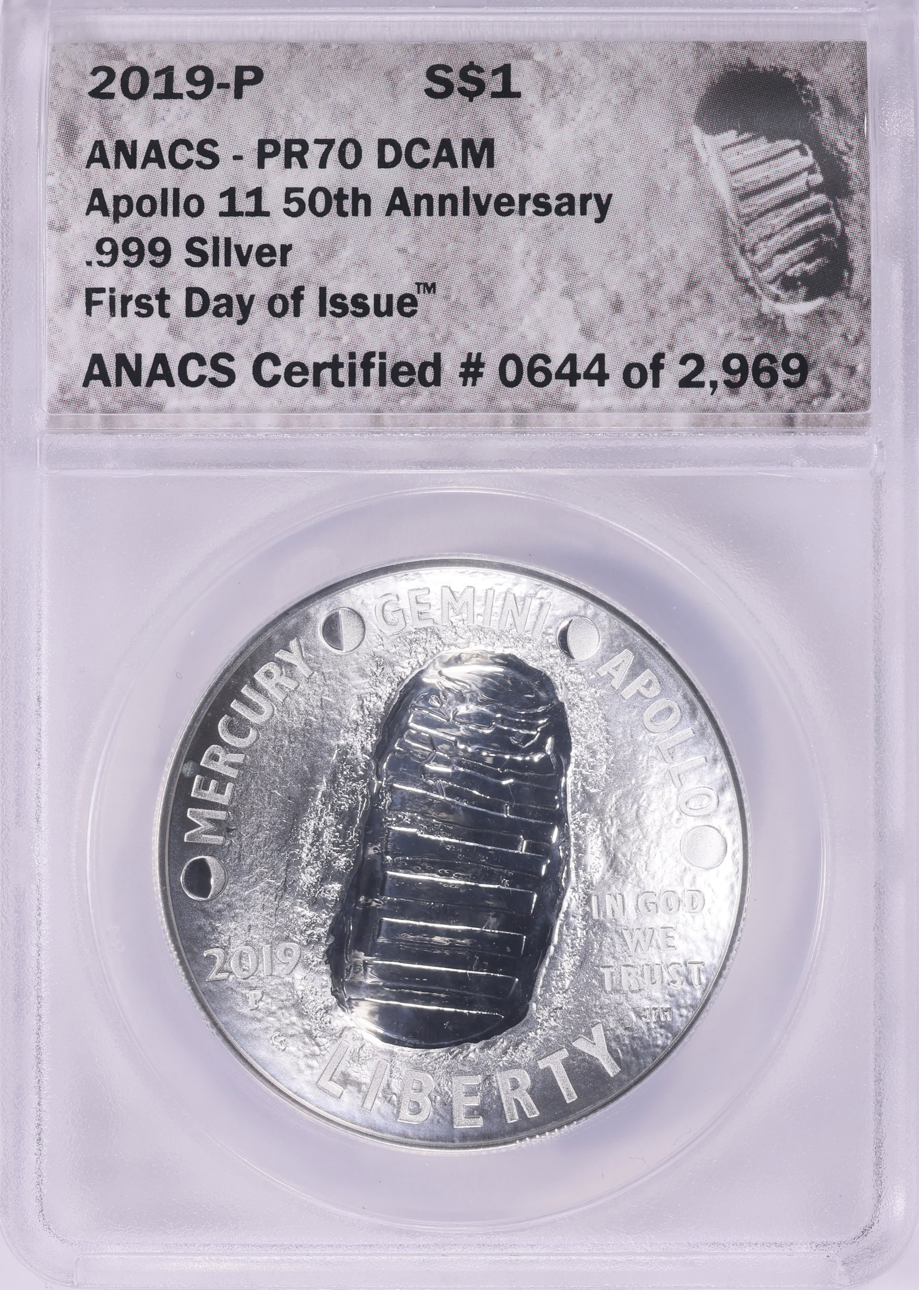 2019-P Apollo 11 50th Anniversary Silver Dollar First Day of Issue ...