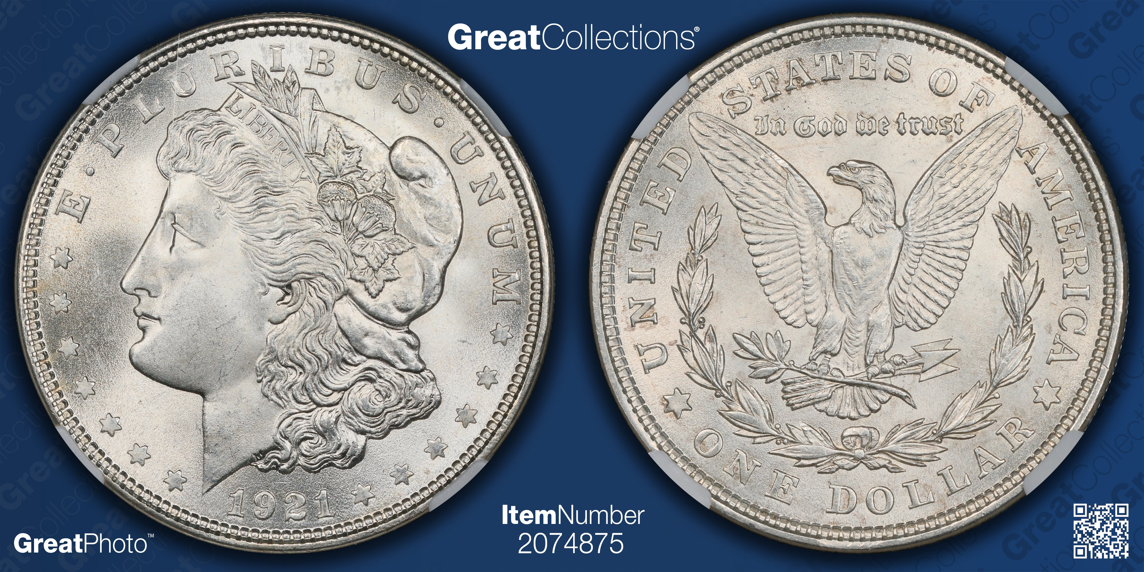 1921 Morgan Silver Dollar NGC MS-65+ (CAC Green) (Item 2074875