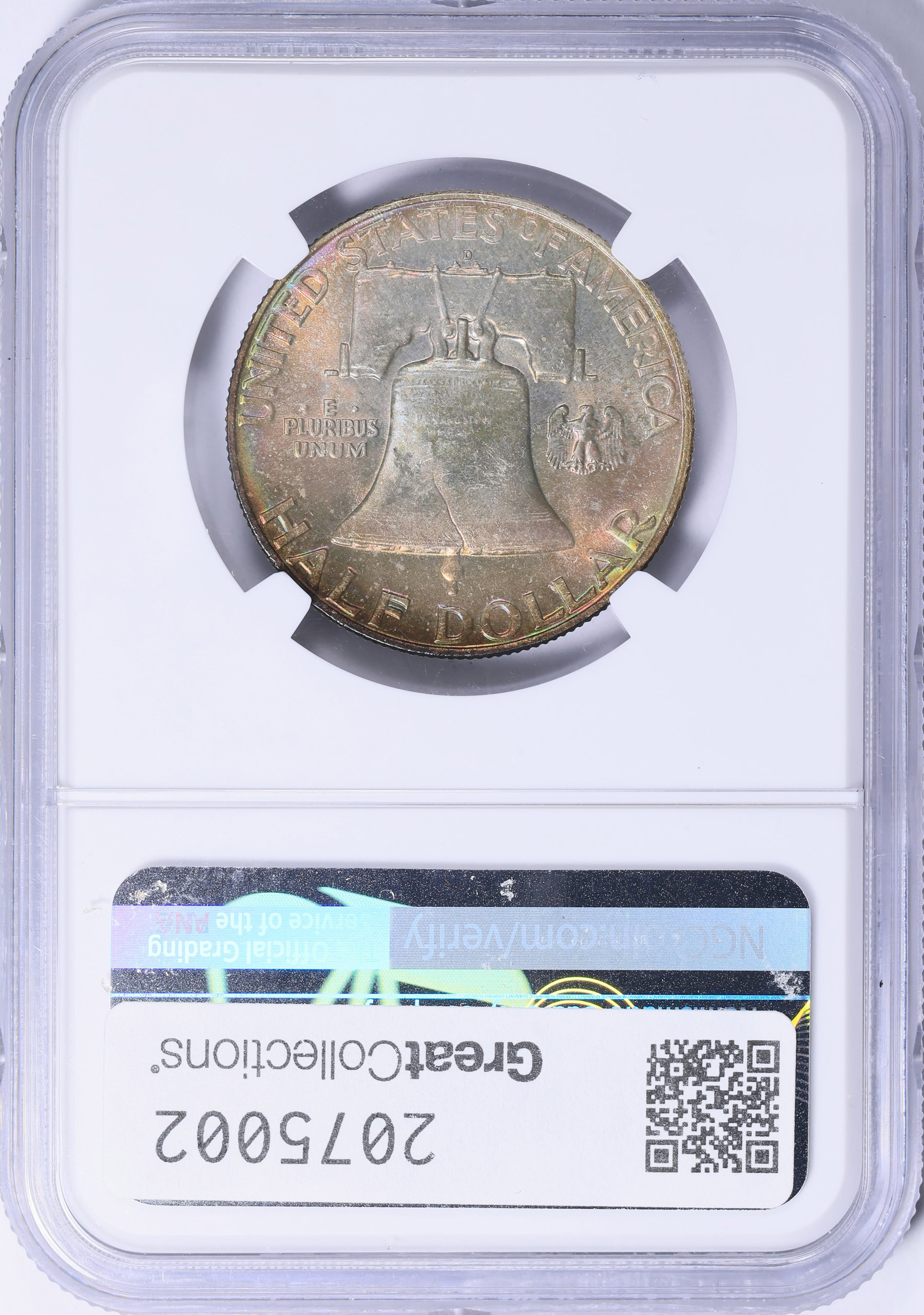 1958-D Franklin Half Dollar NGC MS-67 (CAC Green) (Toned) (Item