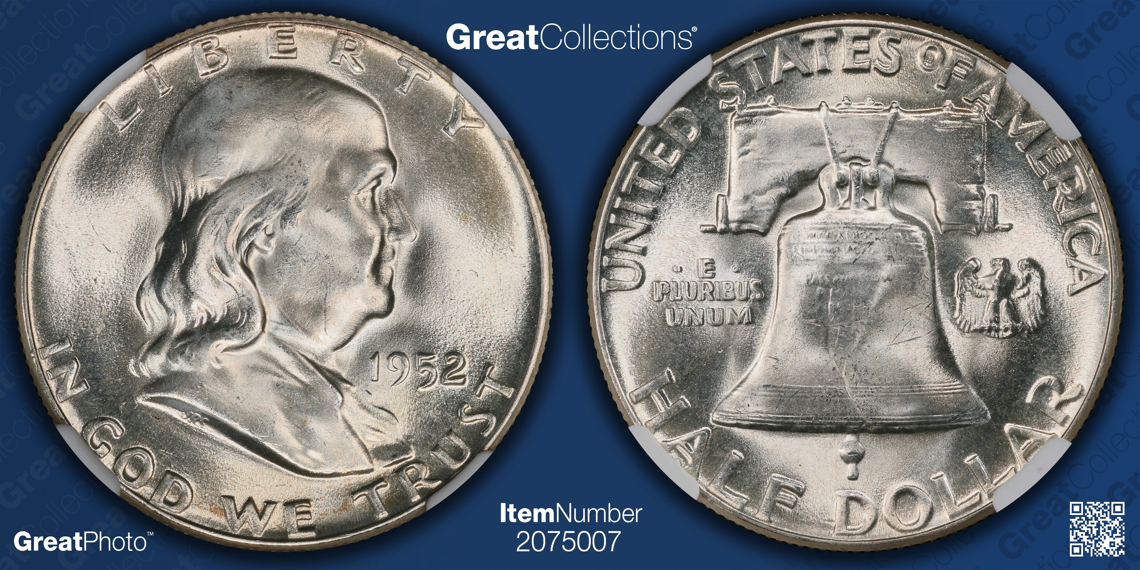 1952 Franklin Half Dollar Scarface FS-402 NGC MS-64 FBL (Item