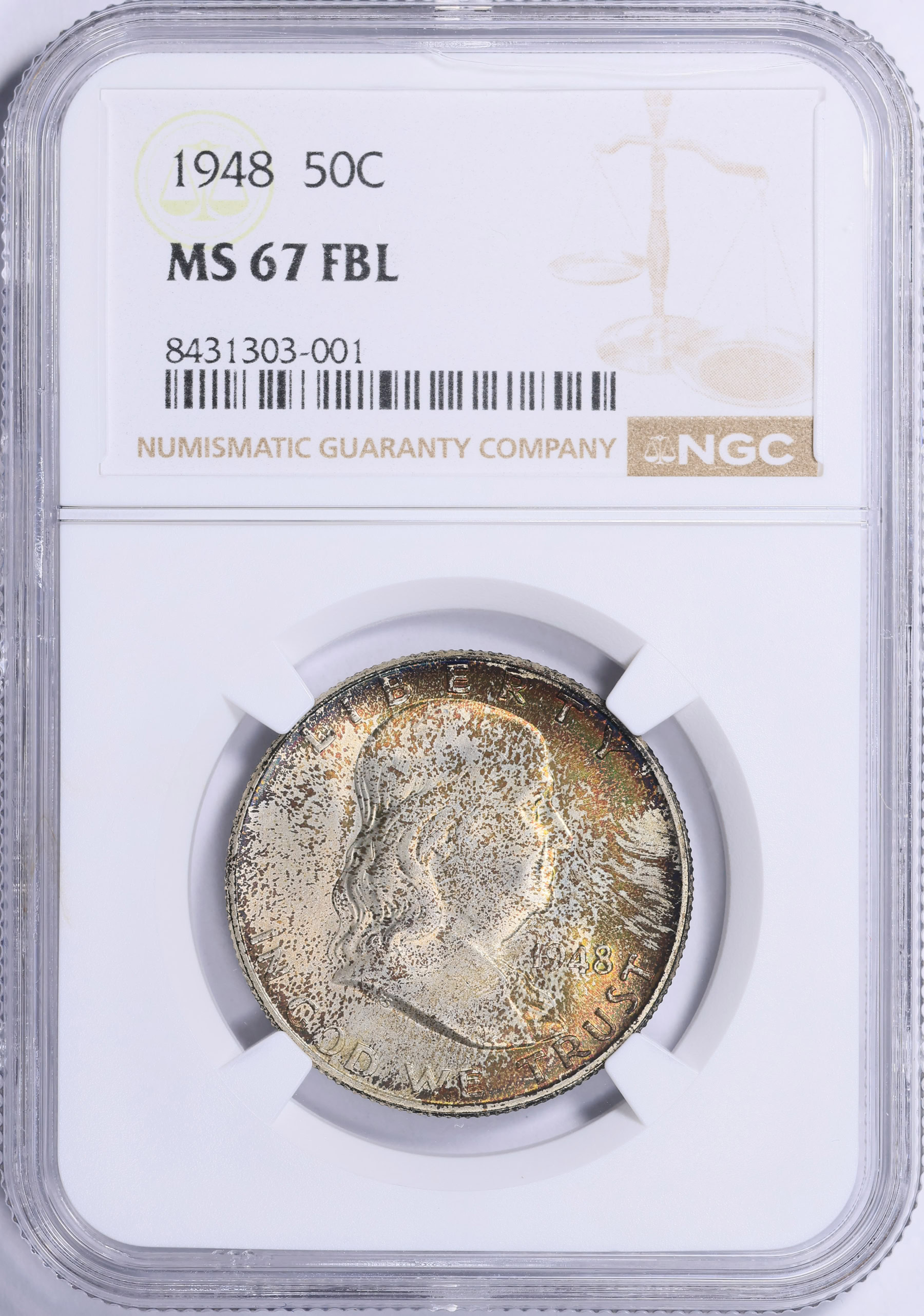 1948 Franklin Half Dollar NGC MS-67 FBL (Toned) (Item 2075199