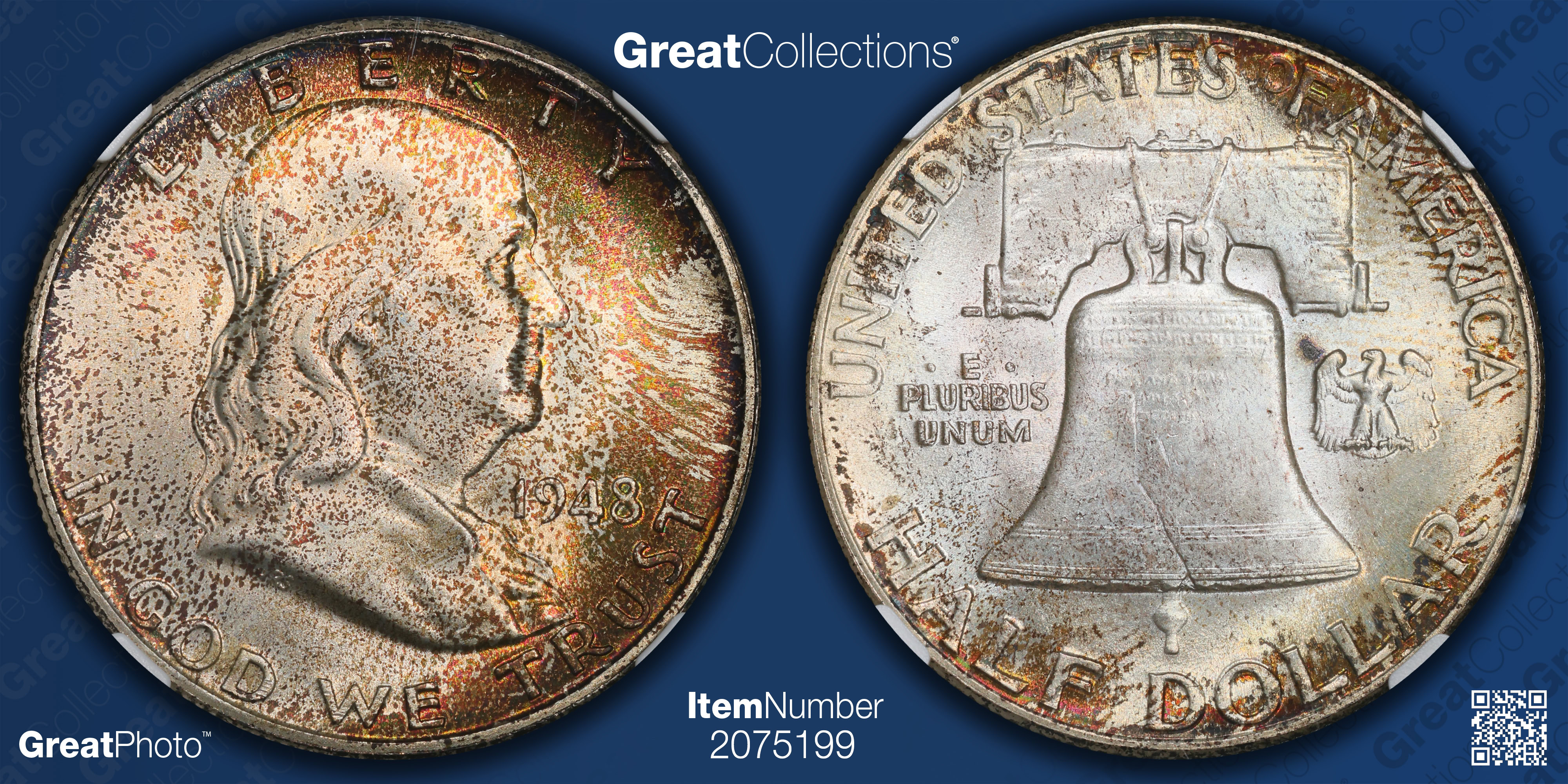 1948 Franklin Half Dollar NGC MS-67 FBL (Toned) (Item 2075199