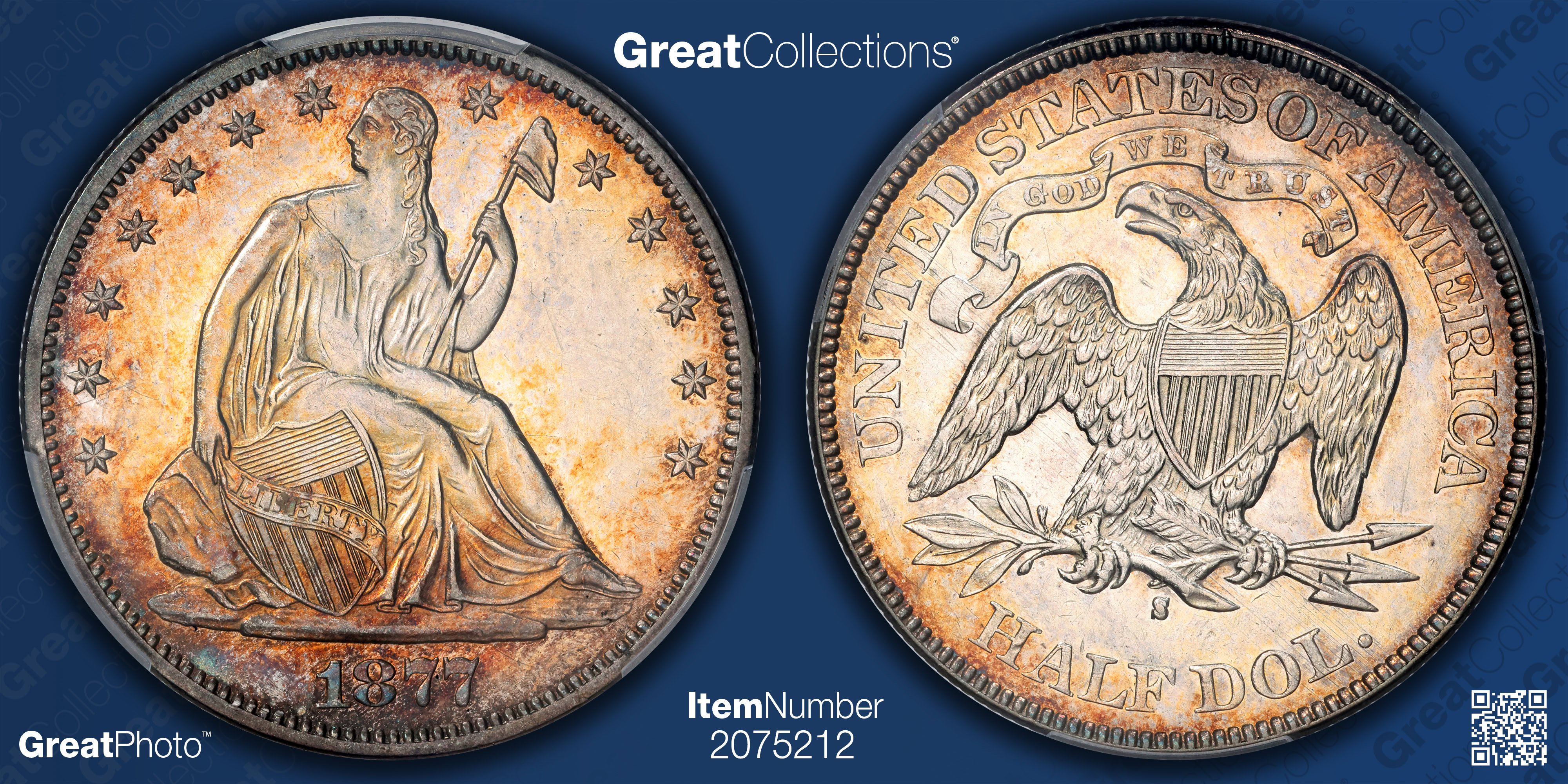 1877-S Seated Liberty Half Dollar PCGS AU-55 (Toned) (Item 2075212