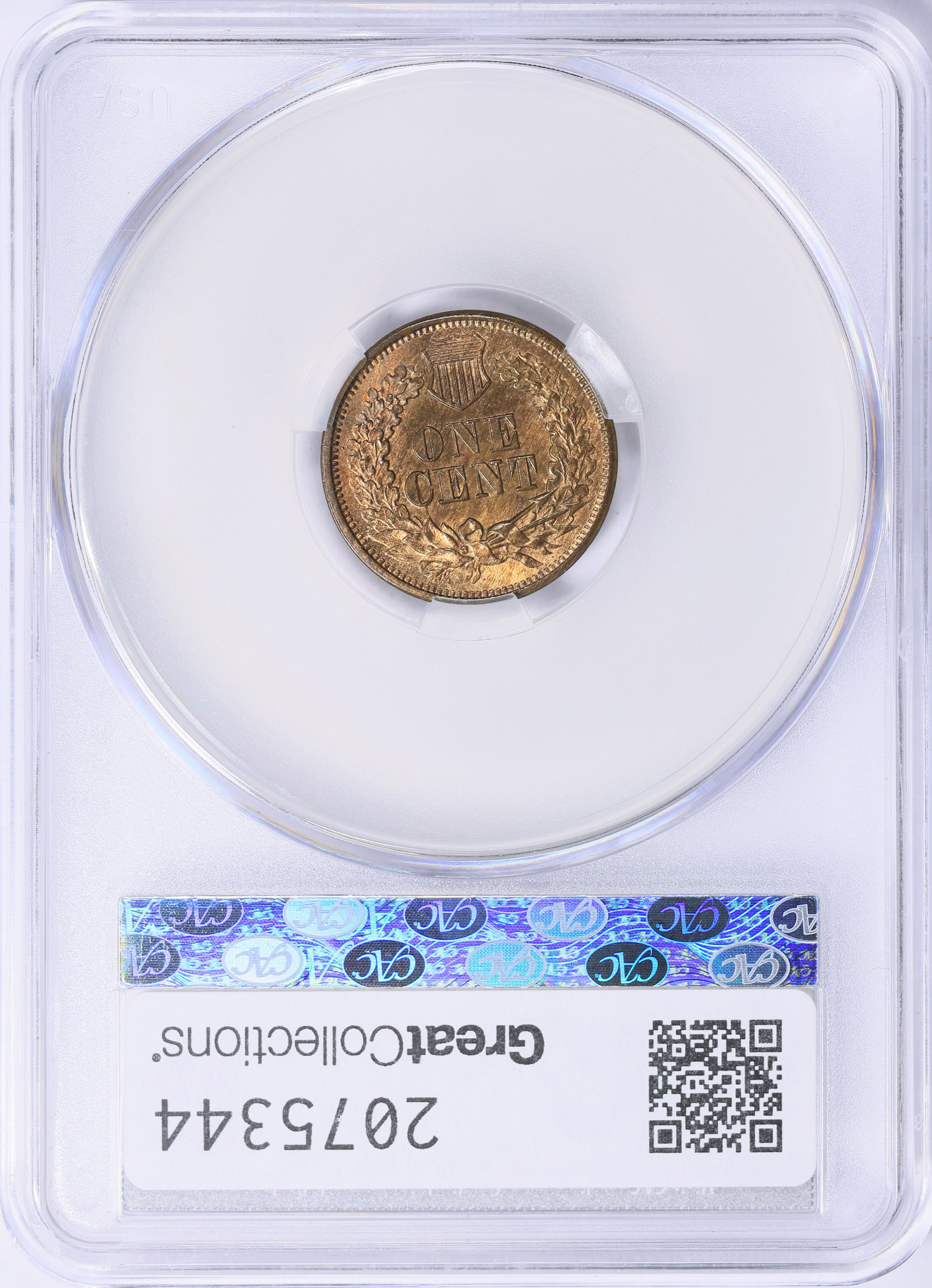 1865 Indian Cent Plain 5 CACG MS-65 RB (Item 2075344