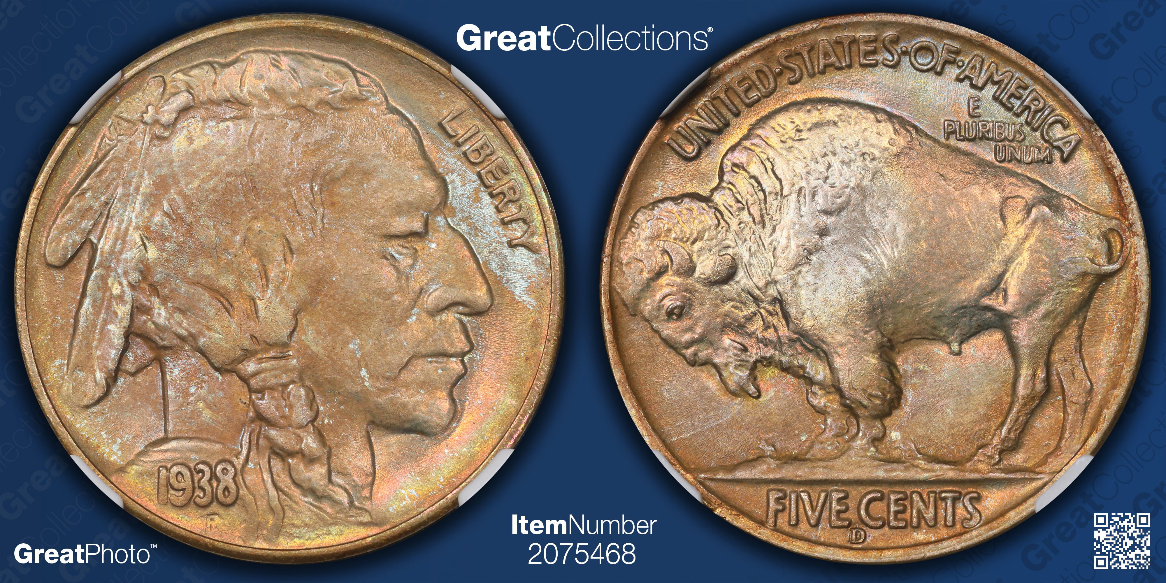 1938-D Buffalo Nickel NGC MS-66 (CAC Green) (Toned) (Item 2075468