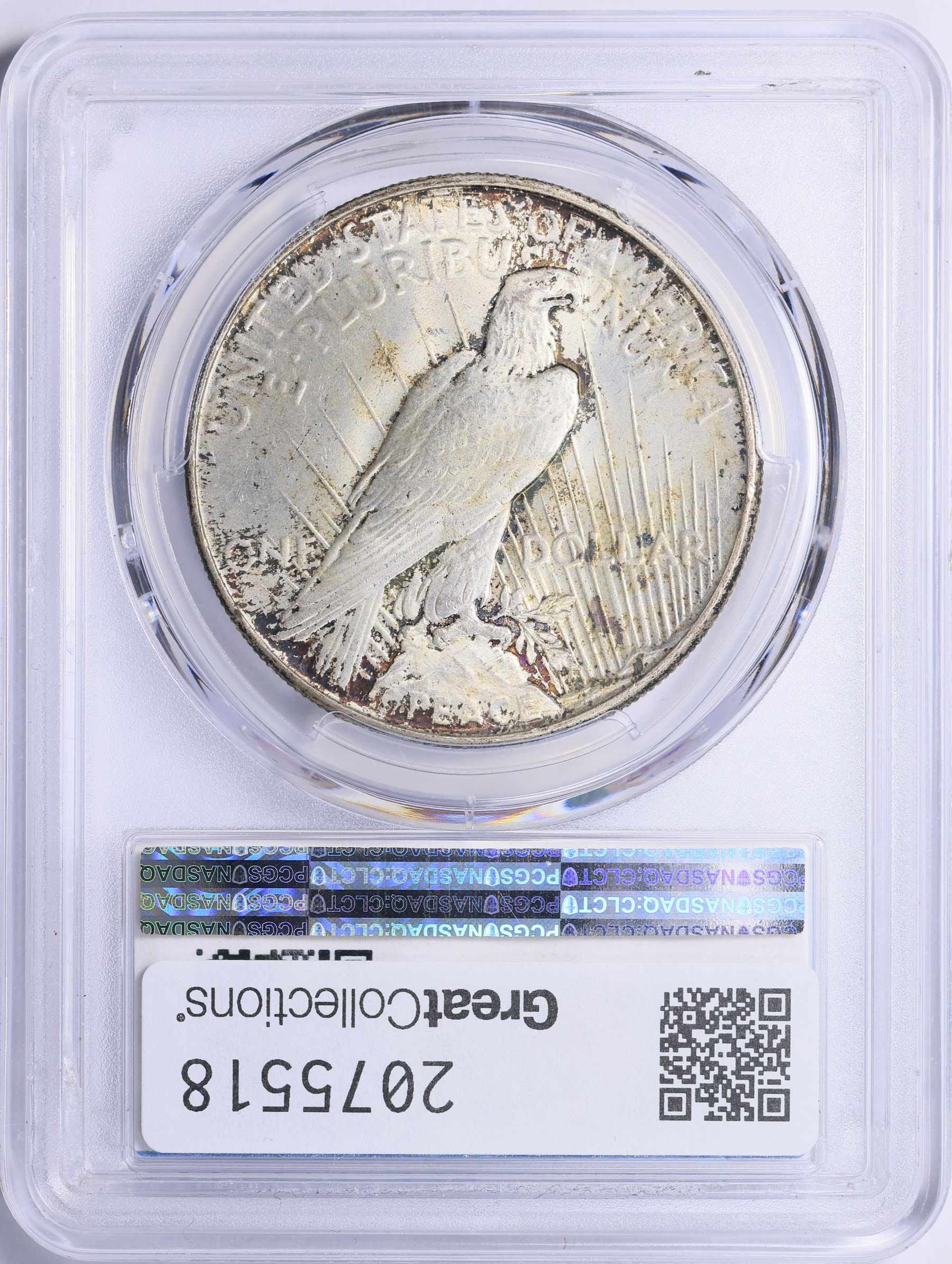 1934 Peace Silver Dollar PCGS MS-64 (CAC Green) (Toned) (Item