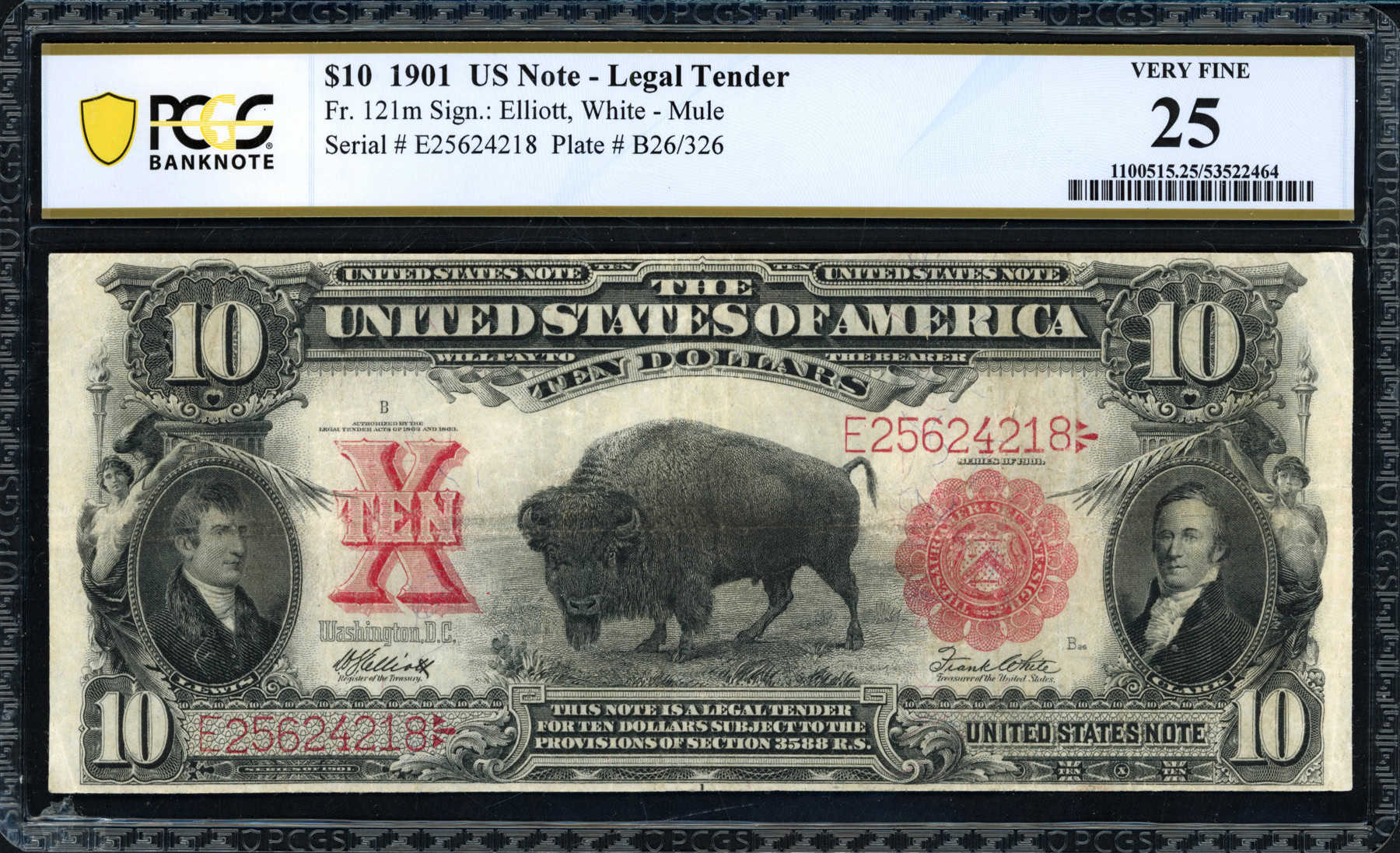 Mule Note Example Fr. 121m 1901 $10 Legal Tender Mule Note Elliott / White PCGS Banknote ...