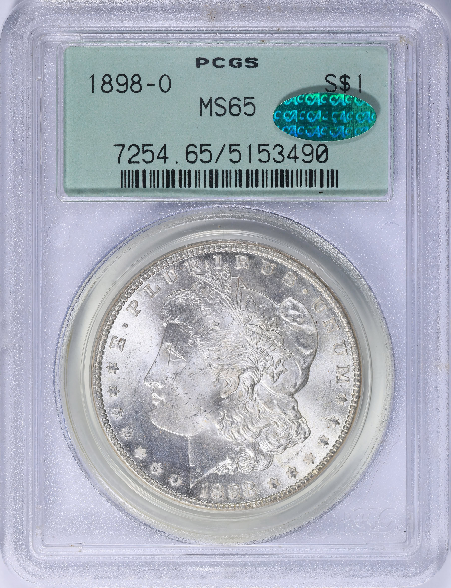 1898-O Morgan Silver Dollar PCGS MS-65 (CAC Green) OGH (Item
