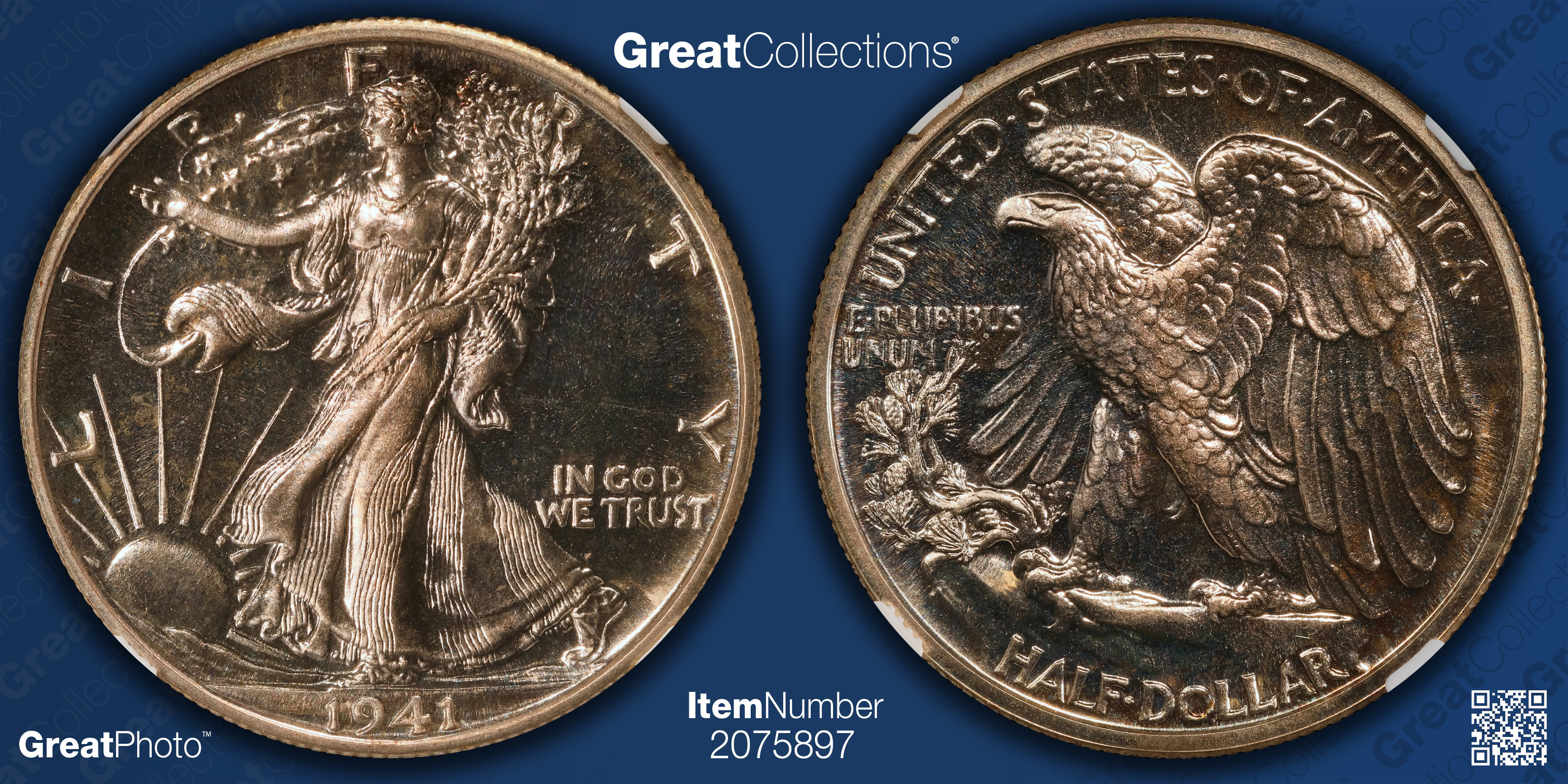 1941 Walking Liberty Half Dollar No AW NGC Proof-65+ (The