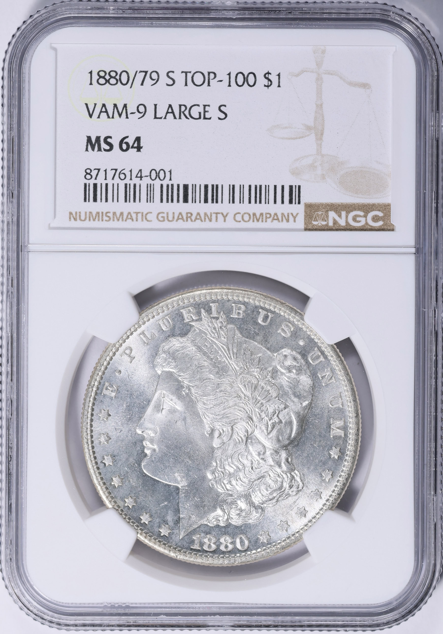 1880/79-S Morgan Silver Dollar Large S VAM-9 *Top 100* NGC MS-64